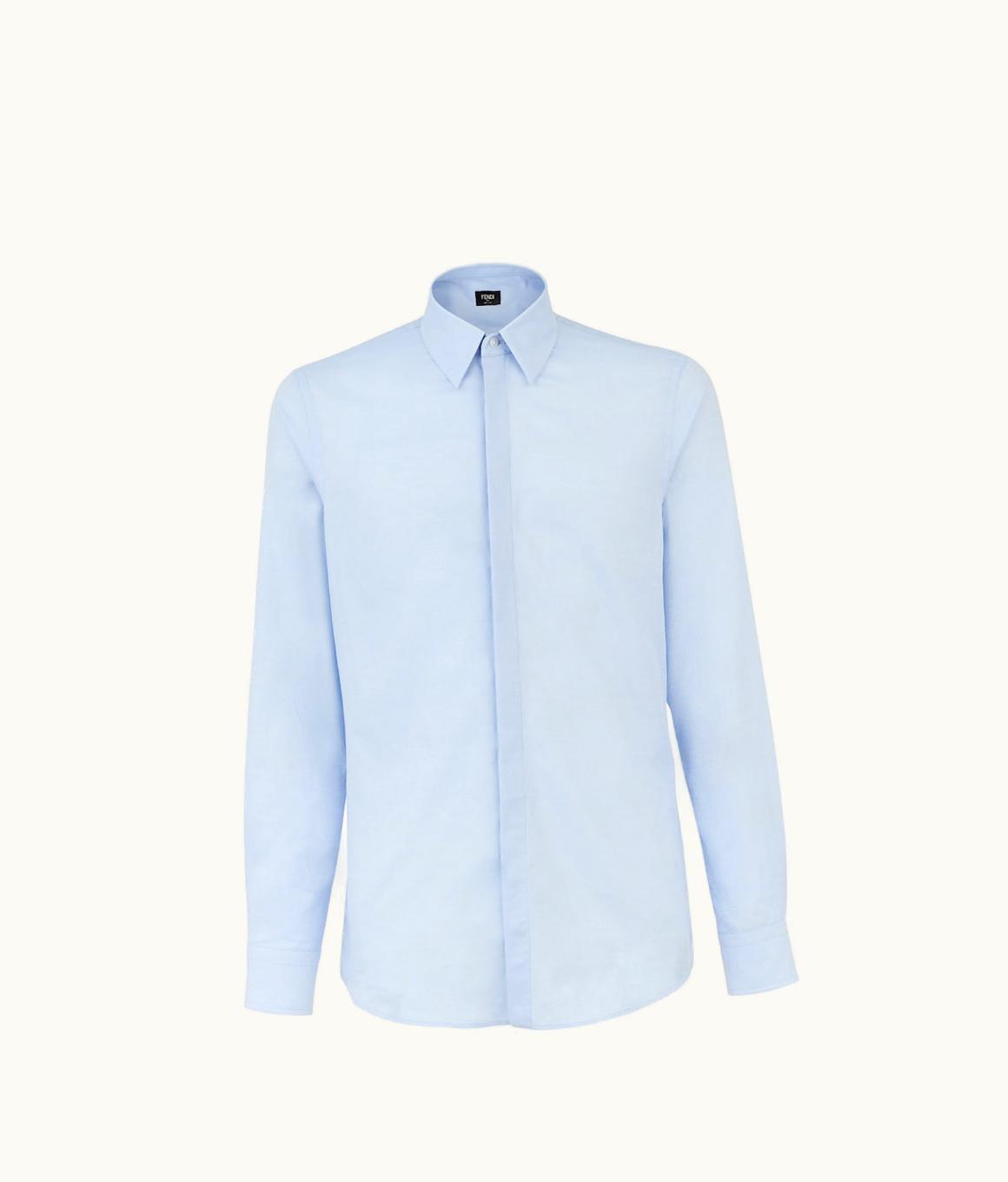Fendi Fendi FF Jacquard Cotton Shirt Light Blue