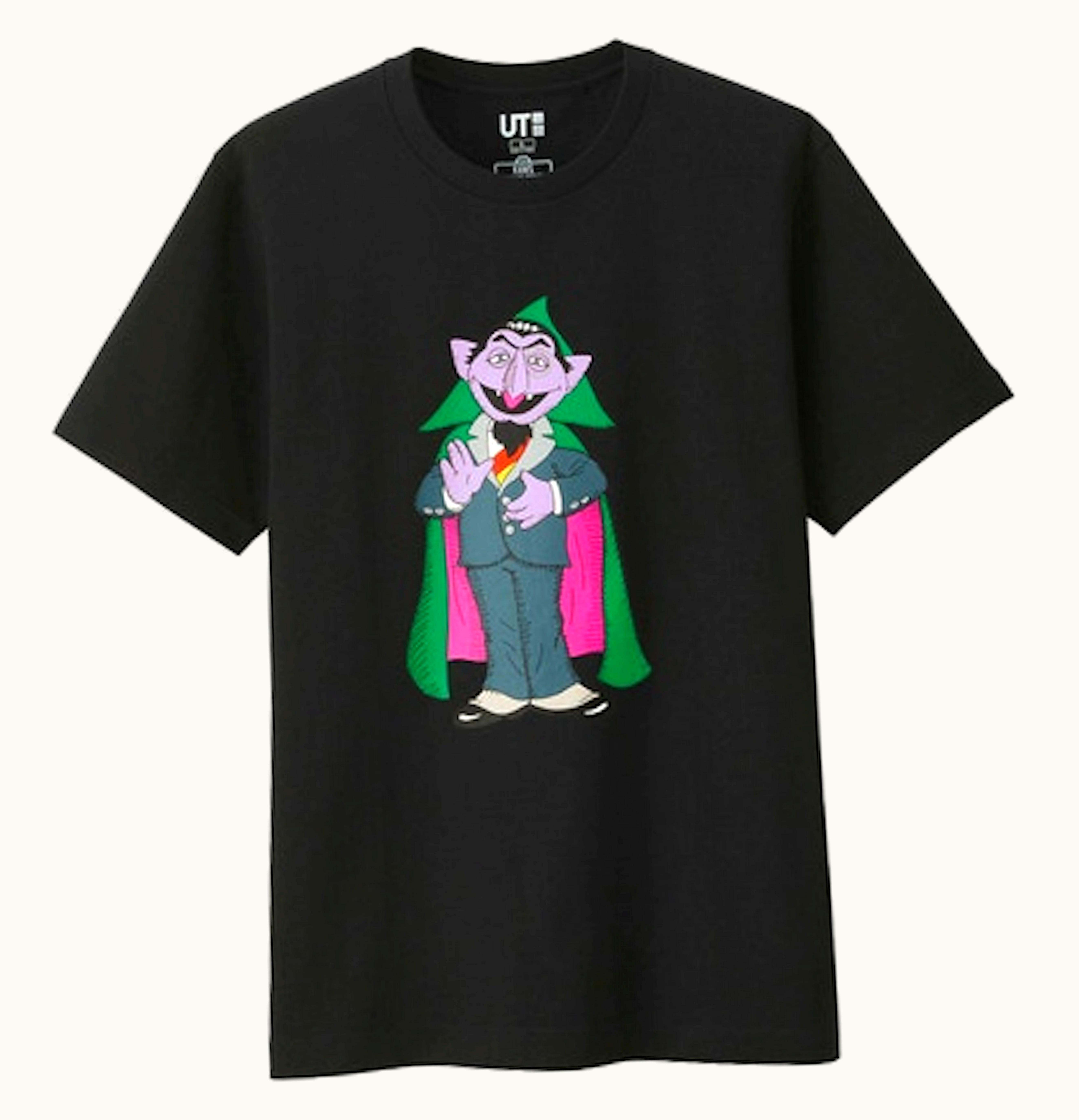 KAWS KAWS x Uniqlo x Sesame Street Count Von Count Tee Japanese Sizing Black