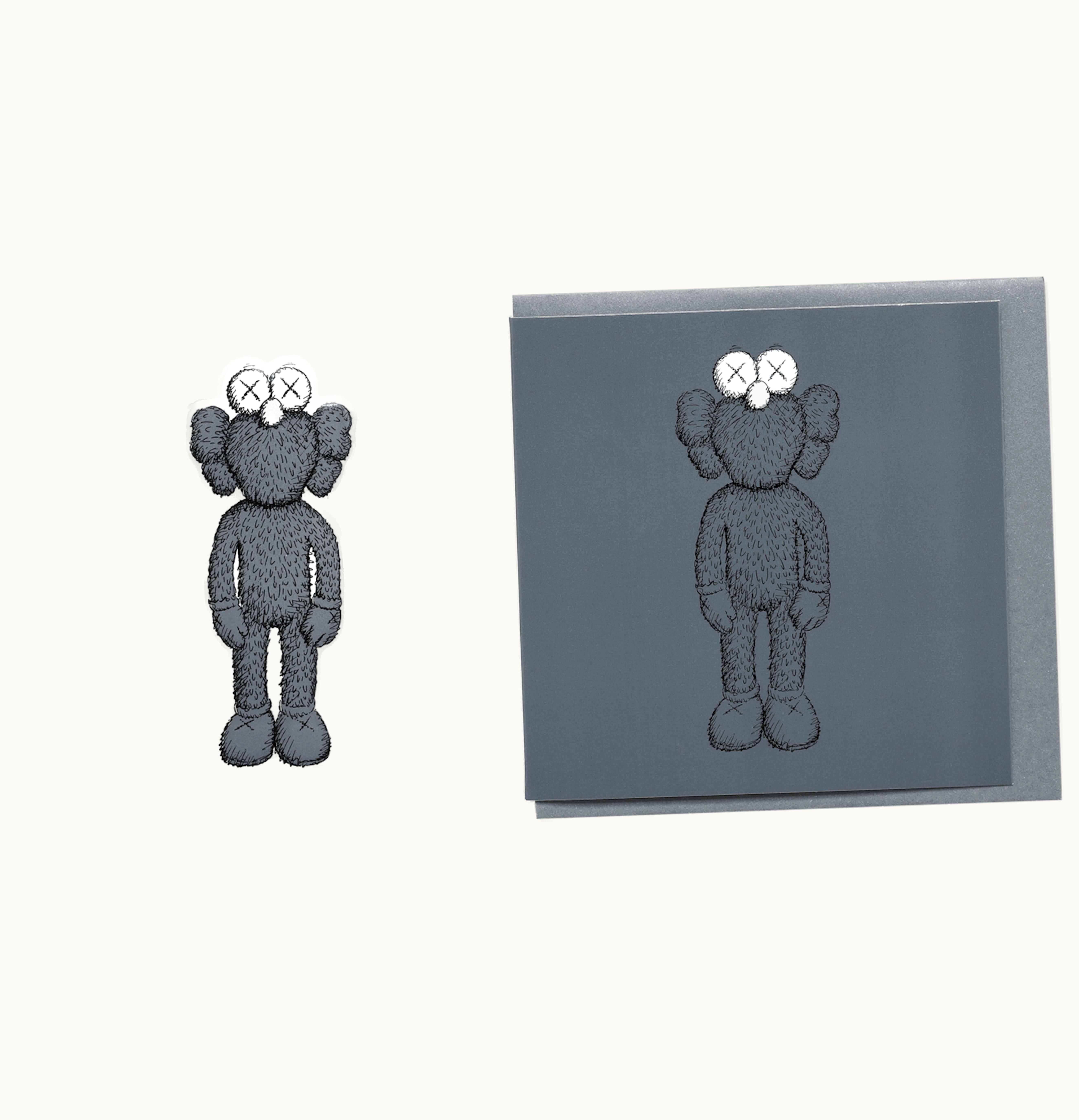 KAWS KAWS BFF Greeting Card With Puffy Sticker Dark Grey