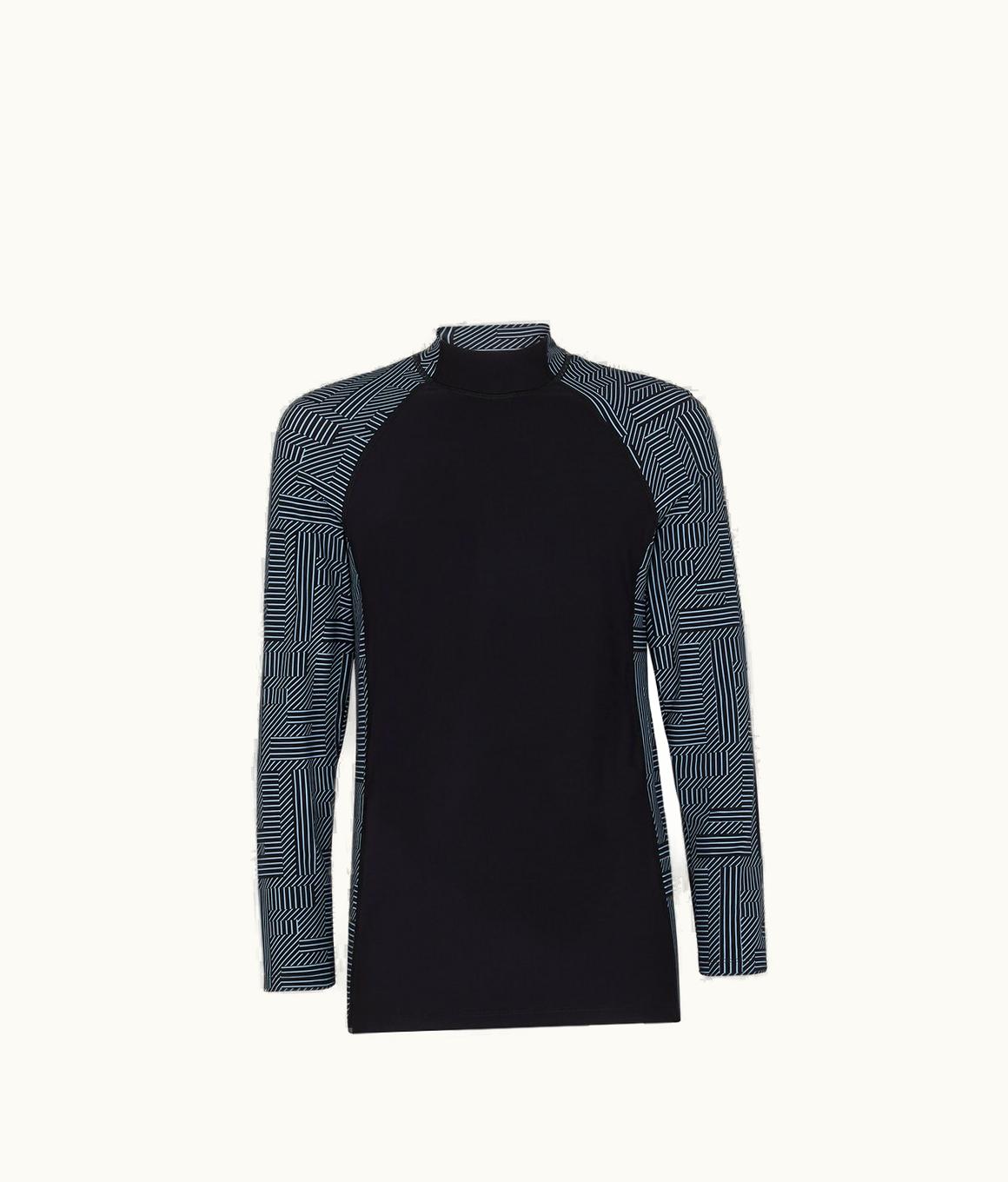 Fendi Fendi Sweater - Black And Light Blue Lycra® Turtleneck