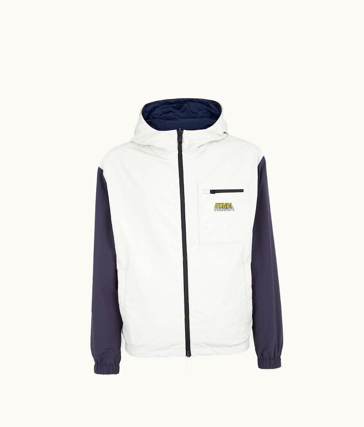 Fendi Fendi Windbreaker - White And Blue Nylon Golf Jacket