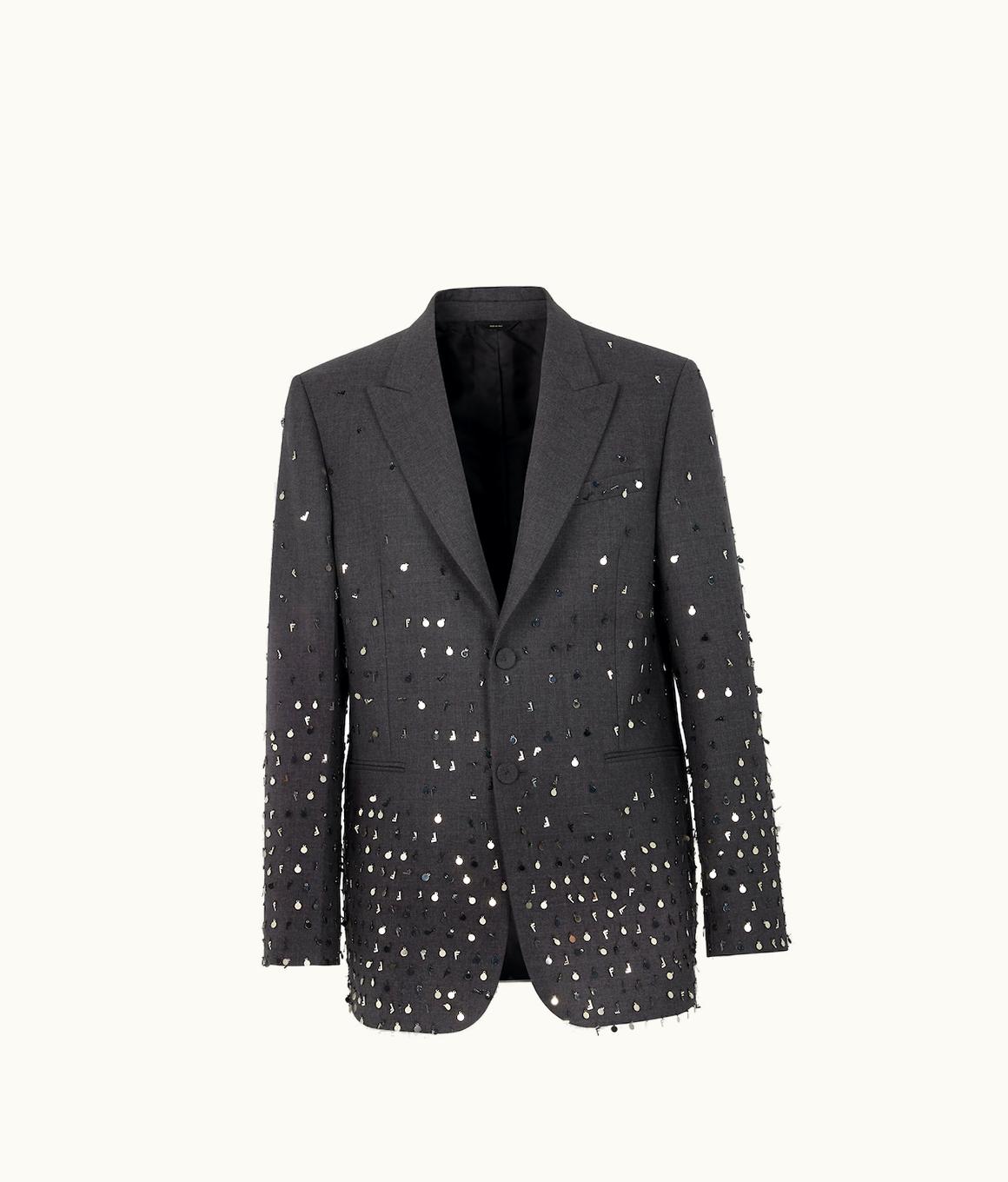 Fendi Fendi Wool Blazer Jacket Regular Fit Gray