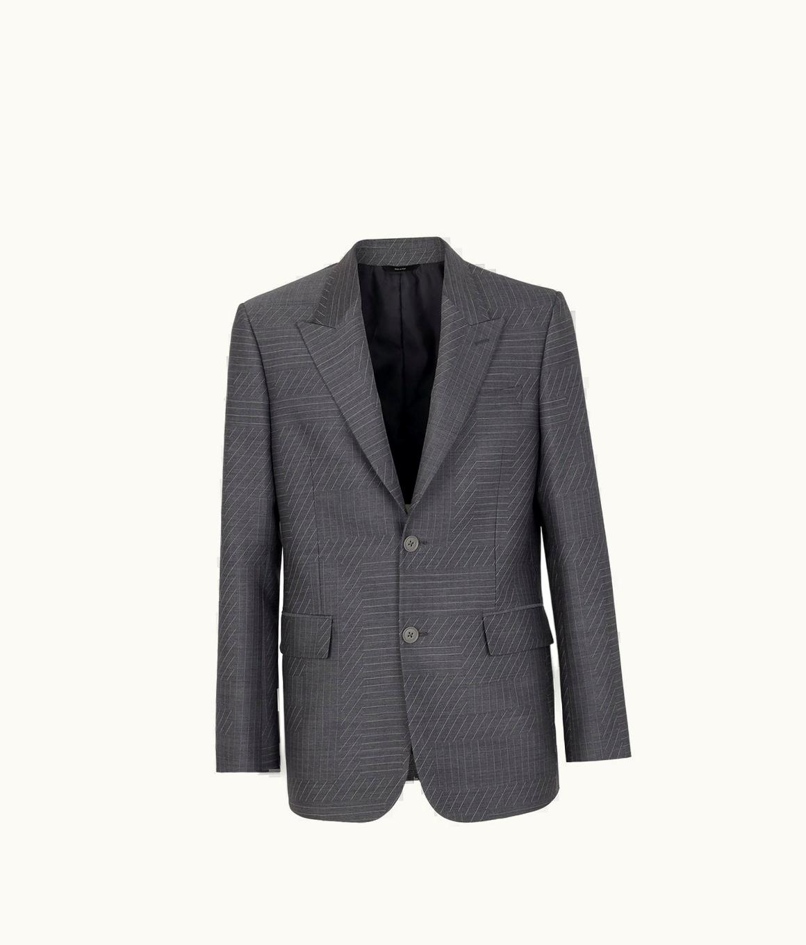 Fendi Fendi Shadow Blazer Jacket - Wool Regular Fit Gray