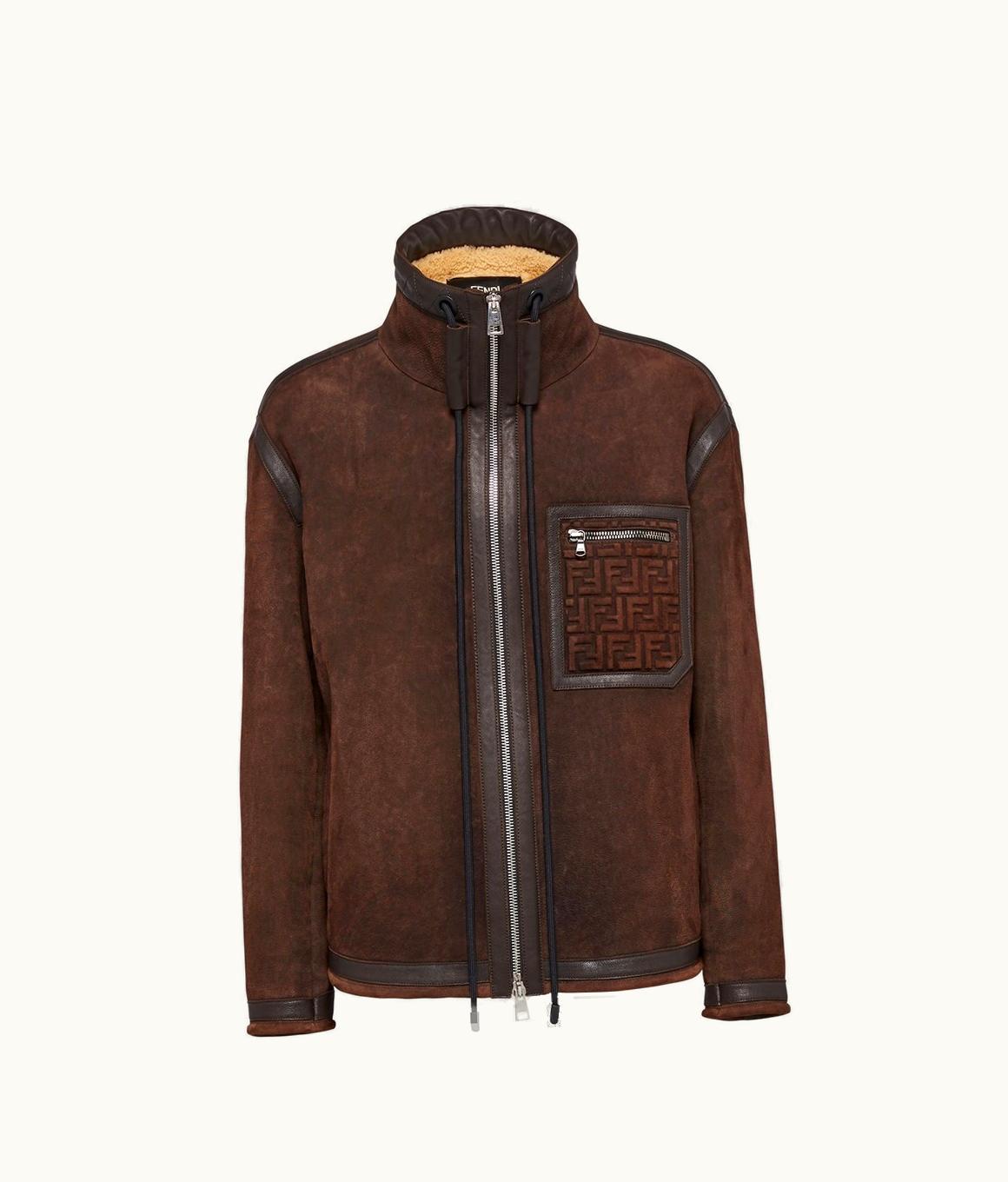Fendi Fendi Blouson FF Shearling Jacket - Brown