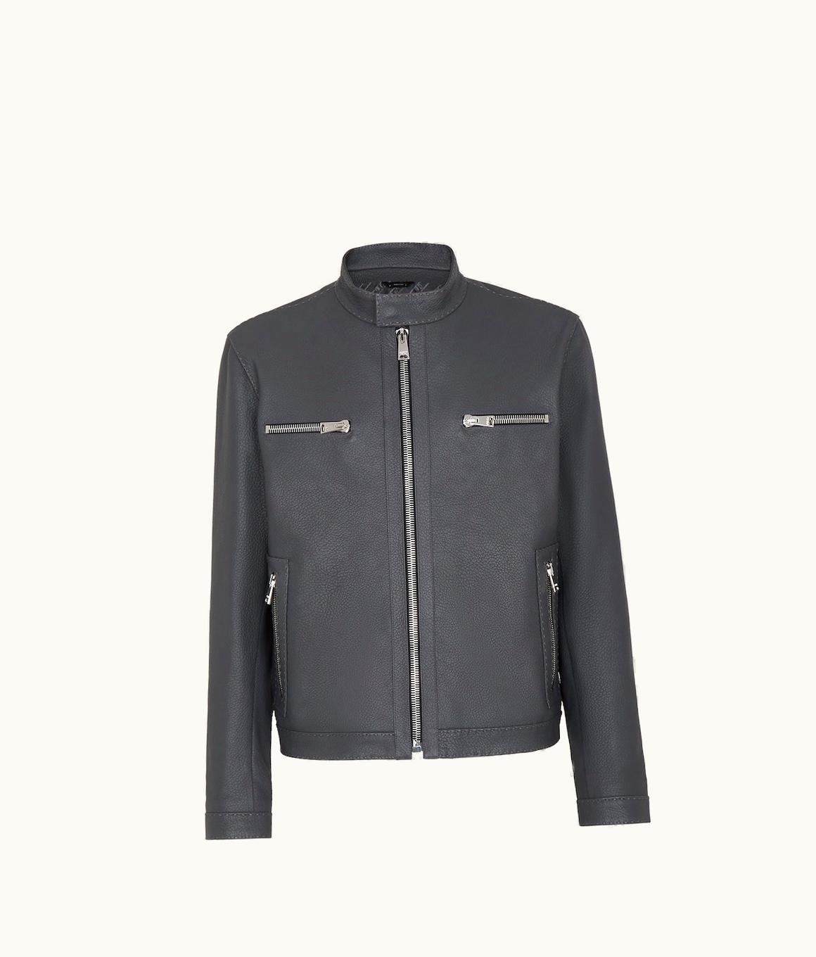 Fendi Fendi Jacket - Gray Leather Biker Jacket