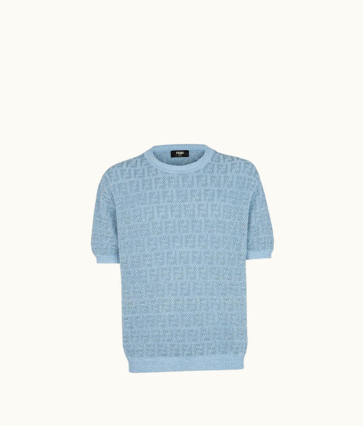 Fendi Fendi Sweater - Light Blue Linen, Cotton And Silk Jumper