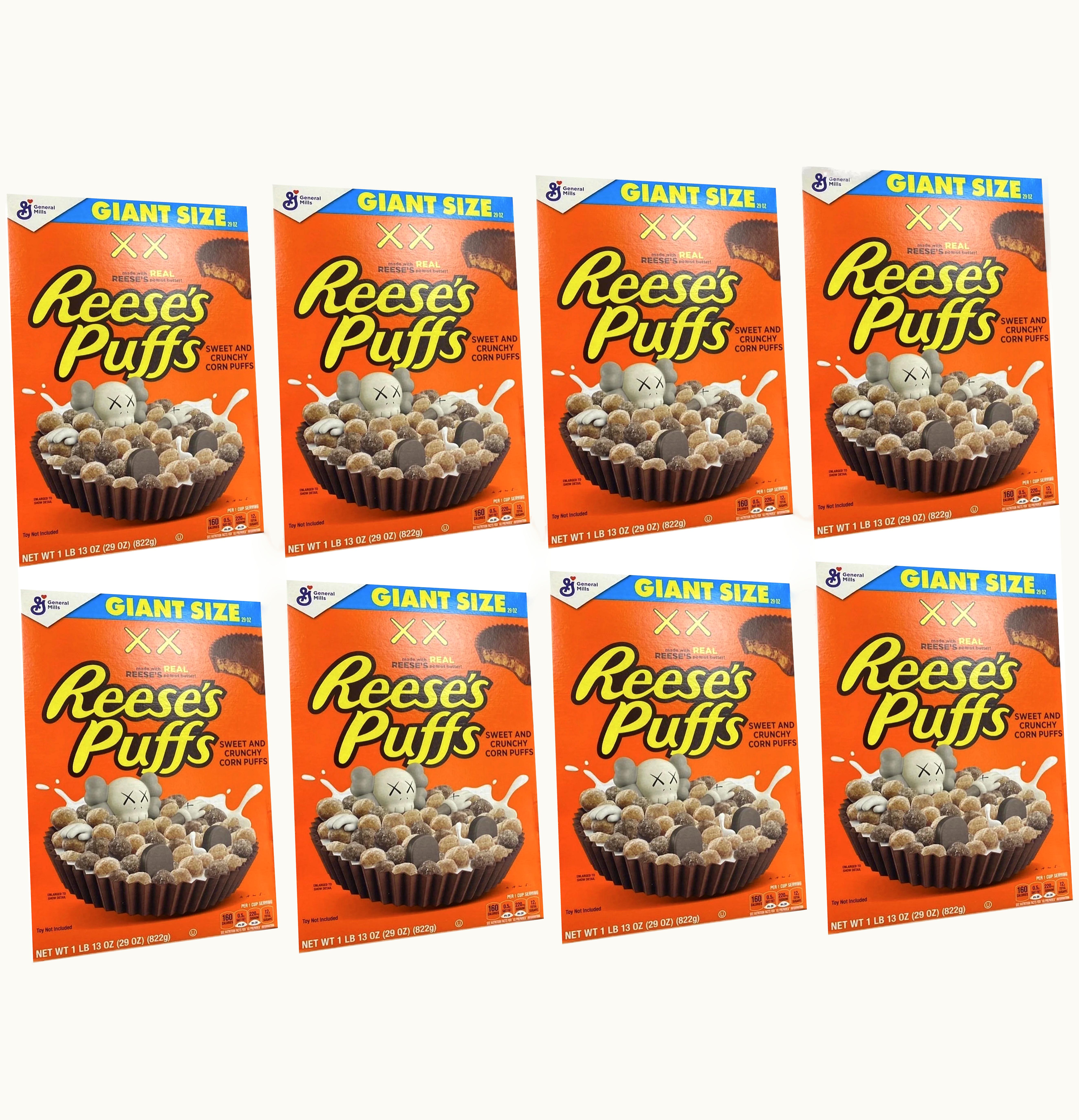 KAWS KAWS x Reeses Puffs Cereal Giant Size 8x Lot Not Fit For Human Consumption