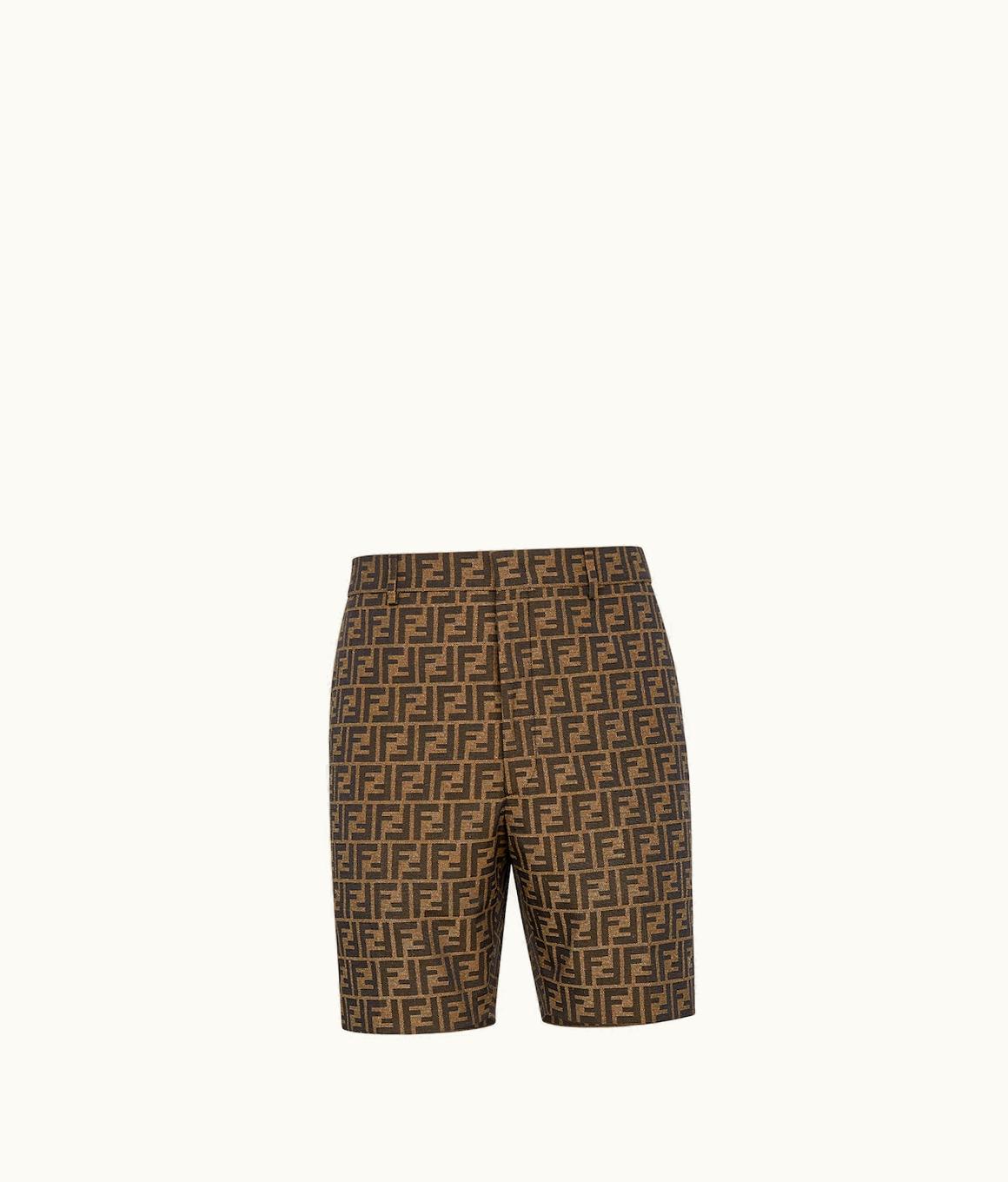 Fendi Fendi Bermudas - FF Jacquard Fabric Pants Rich Brown