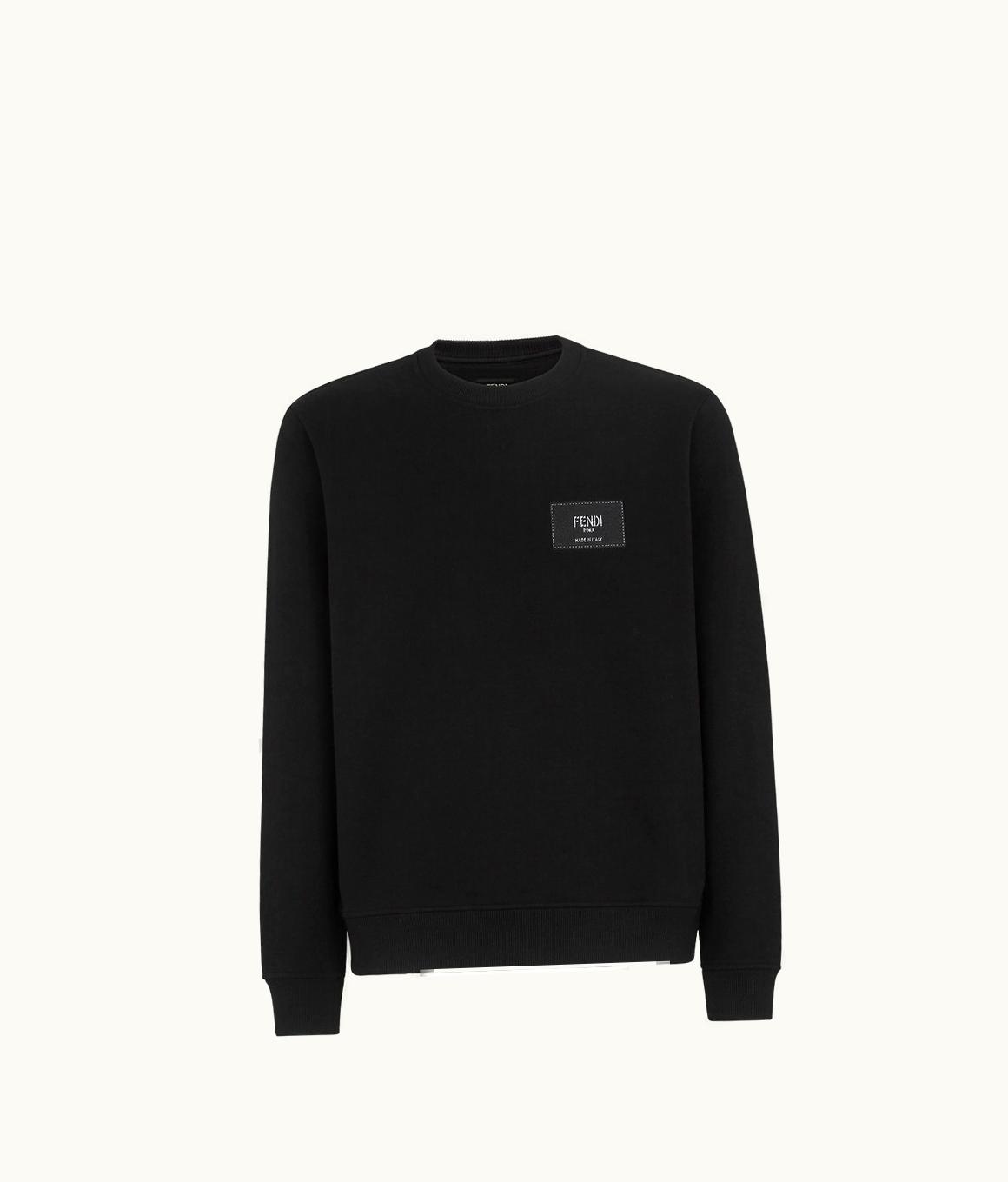 Fendi Fendi Oversized Embroidered Jacquard Black Cotton Sweatshirt