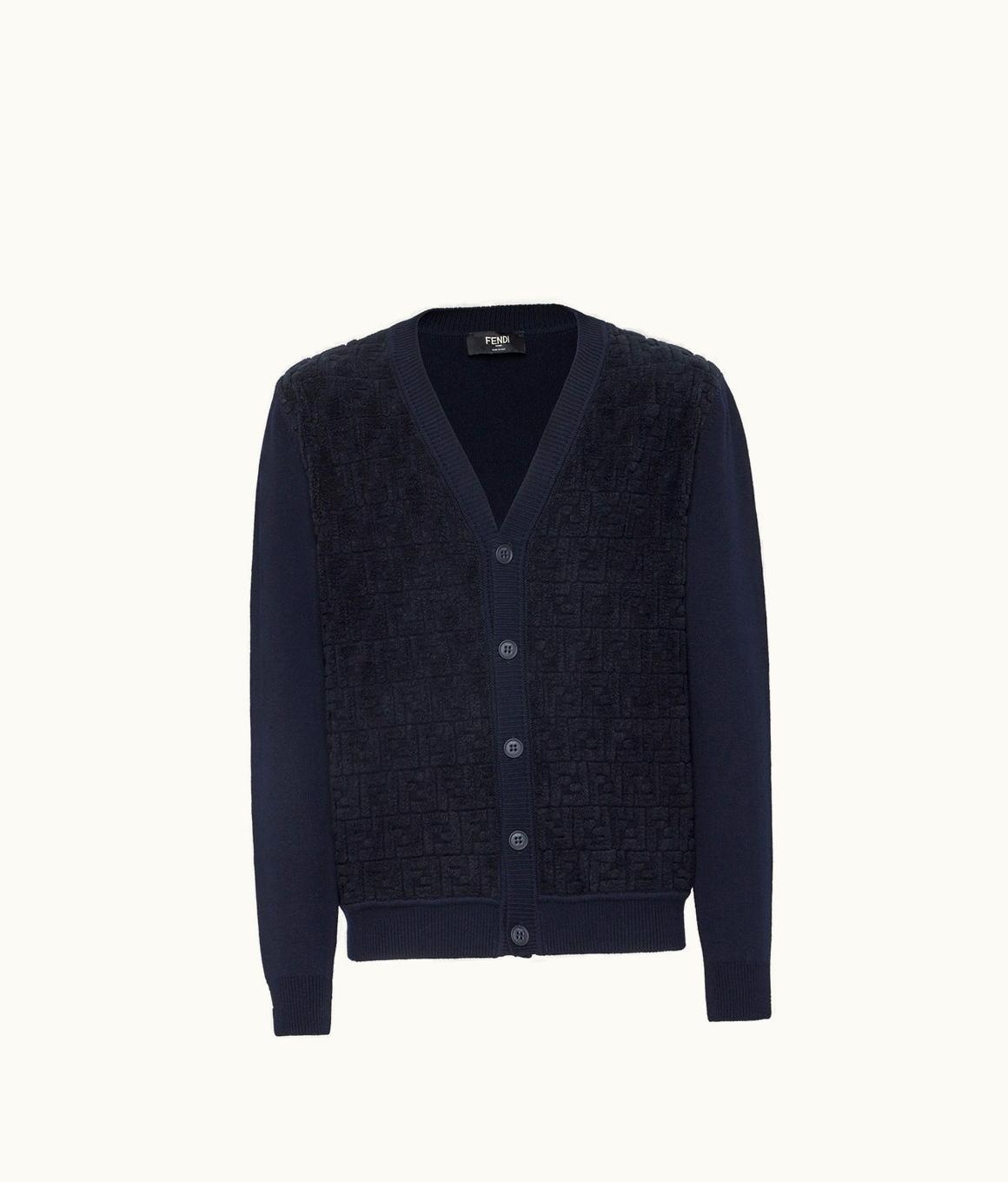 Fendi Fendi FF Stripes Wool And Nylon Cardigan Blue