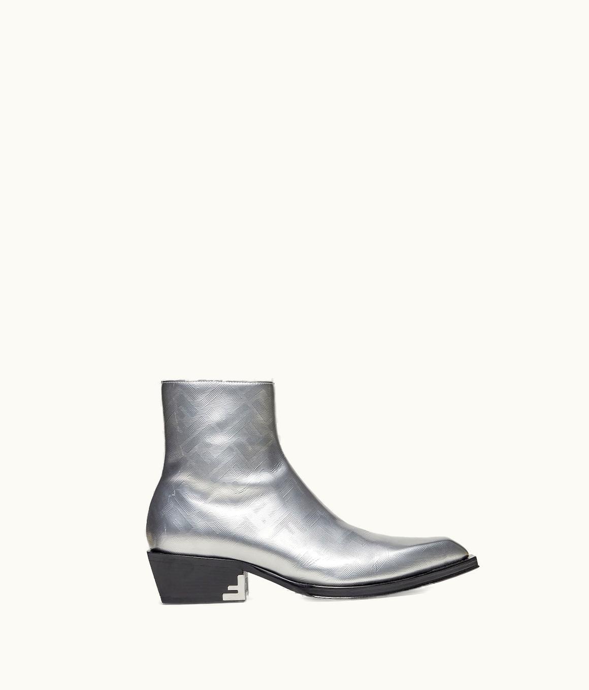 Fendi Fendi Ankle Boots - Silver Laminated Leather Boots