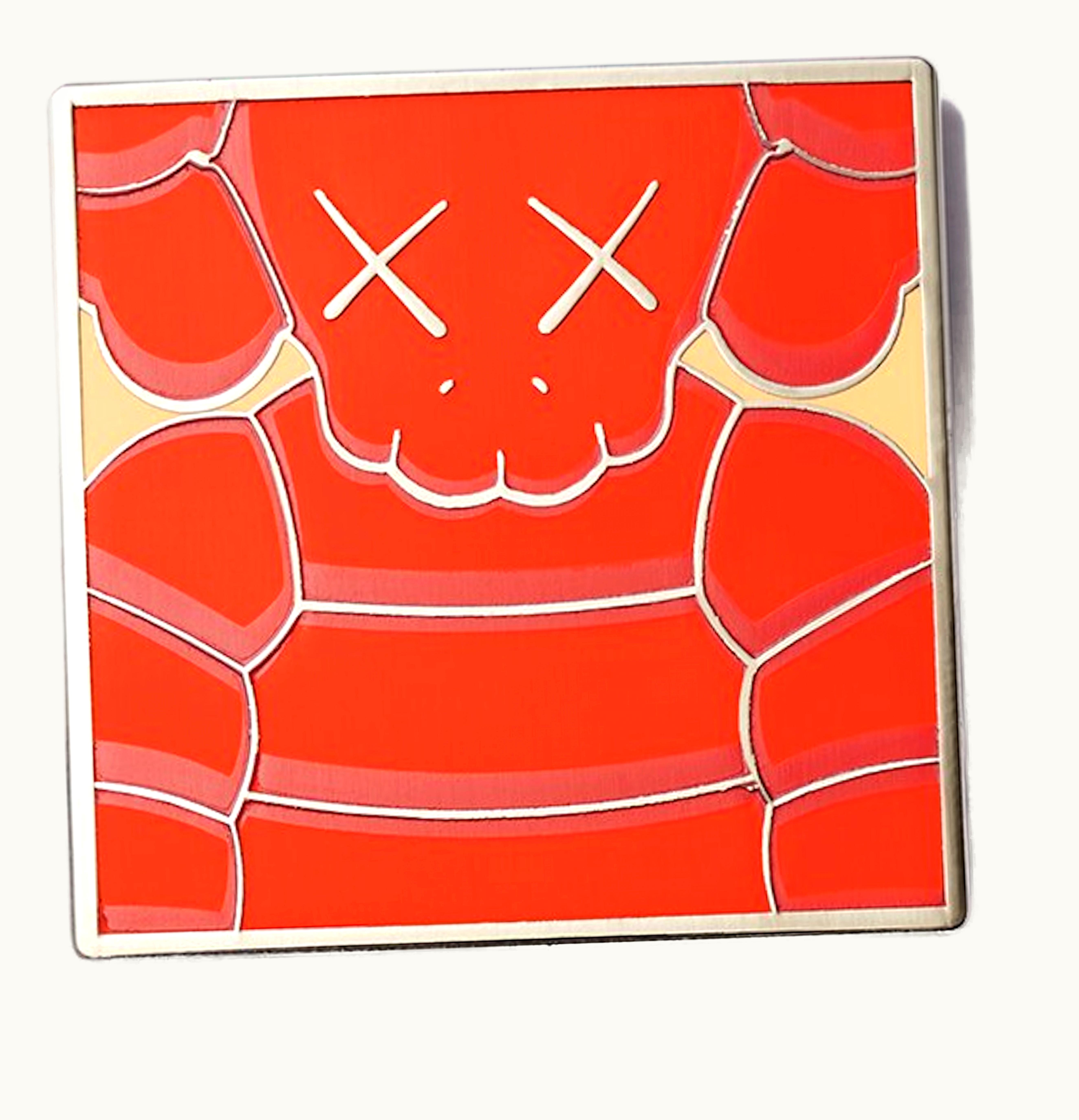 KAWS KAWS Brooklyn Museum WHAT PARTY Square Pin Orange