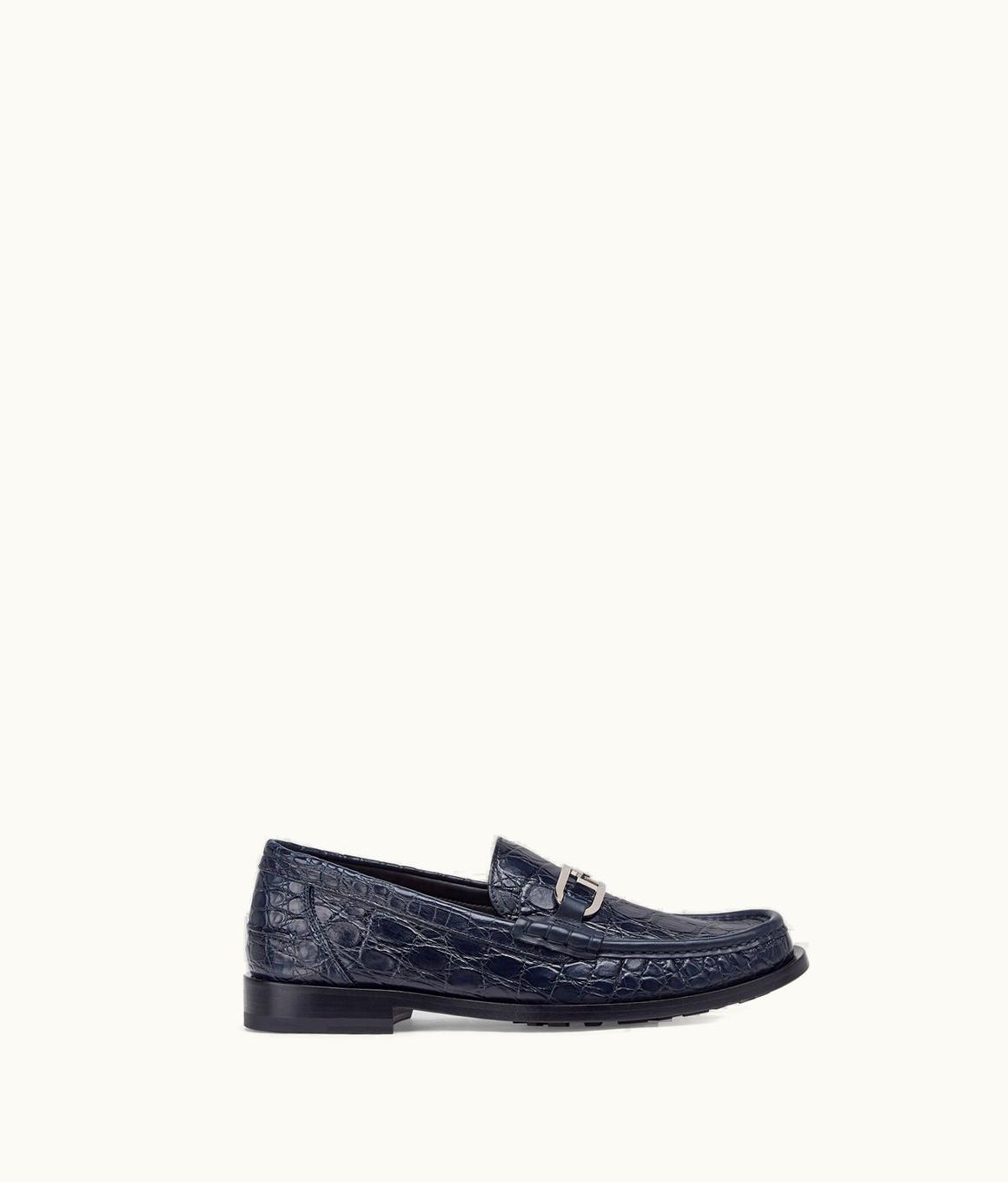 Fendi Fendi O’lock Loafers - Blue Caiman Leather Loafers