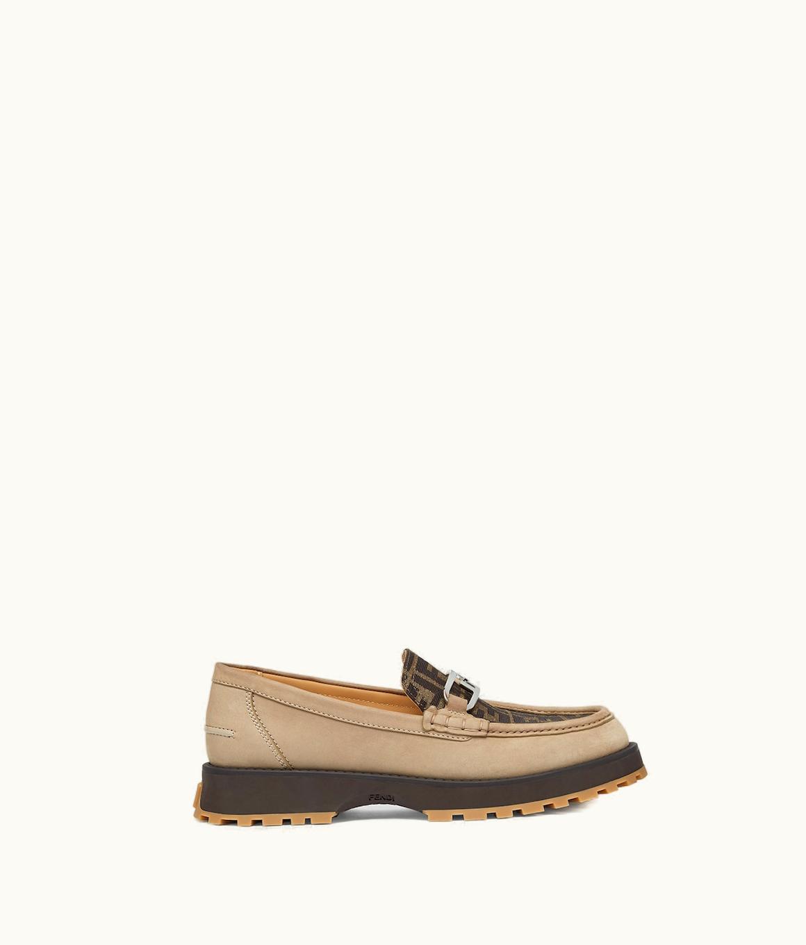 Fendi Fendi O’lock Loafers - Beige Nubuck Leather Loafers