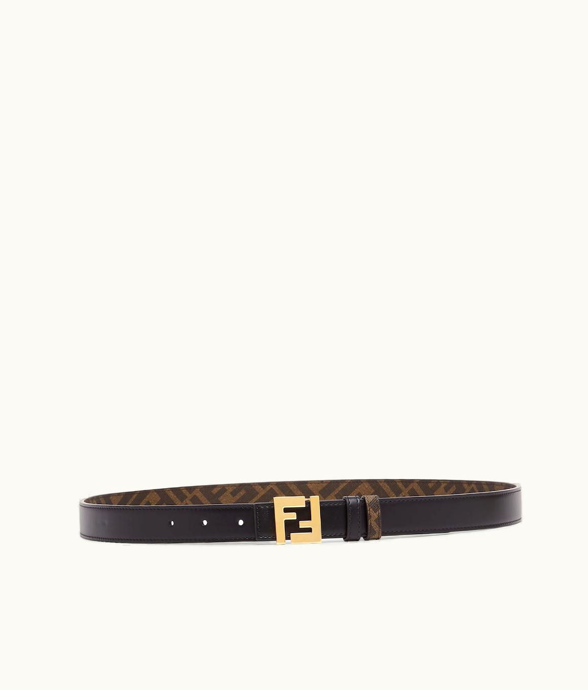 Fendi Fendi Squared FF Belt - Black Leather And Brown FF Reversible Belt