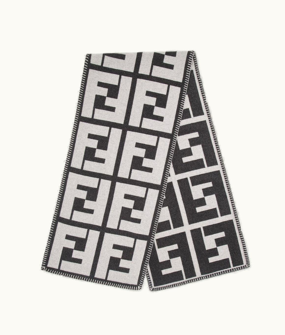 Fendi Fendi FF Oversized Wool And Cashmere Scarf - Charcoal Gray