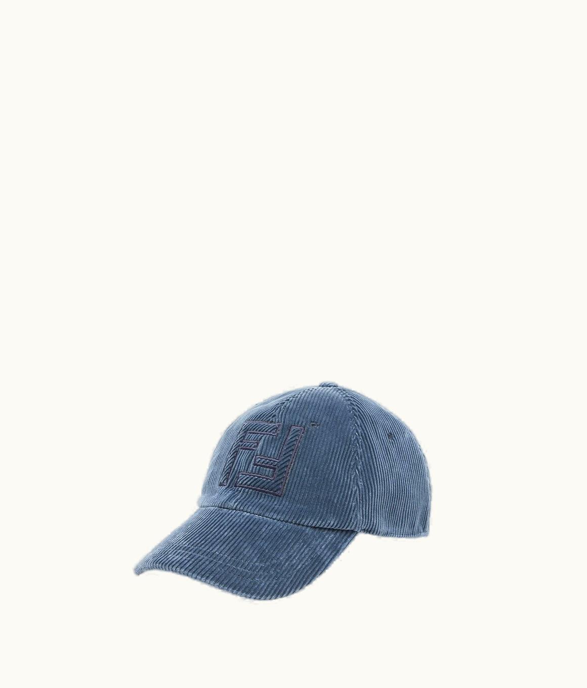 Fendi Fendi Pilati FF Embellished Baseball Cap Blue Cotton Velvet
