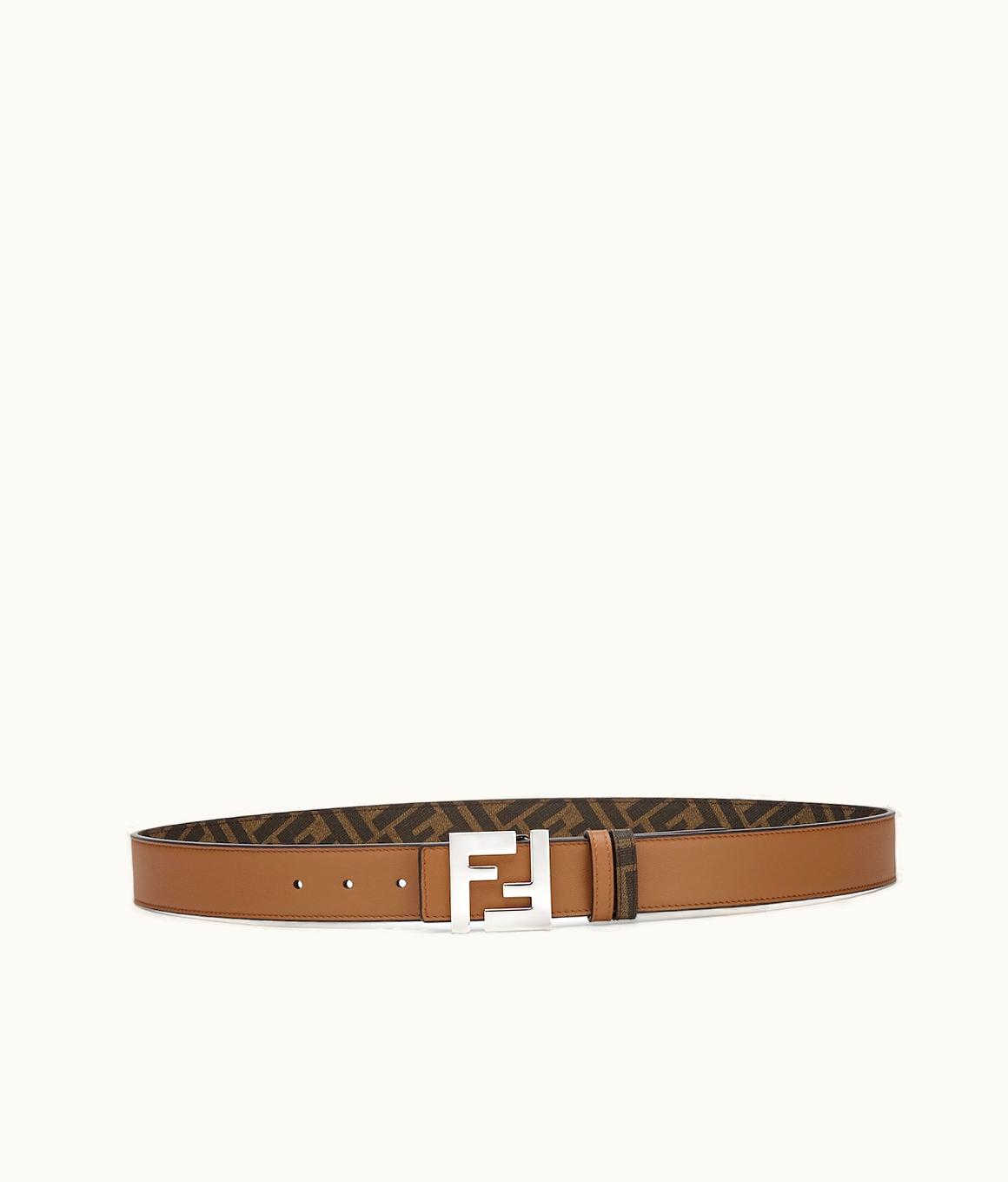Fendi Fendi Squared FF Belt - Brown Leather Reversible Belt