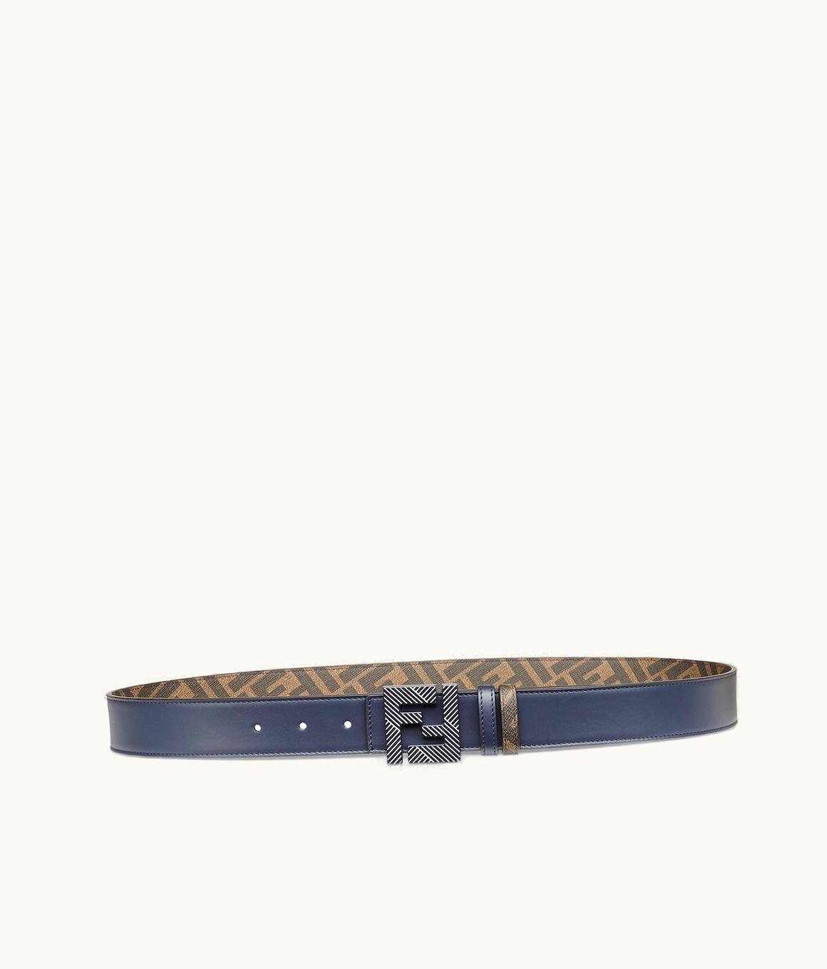 Fendi Fendi Squared FF Belt - Blue Leather Reversible Belt