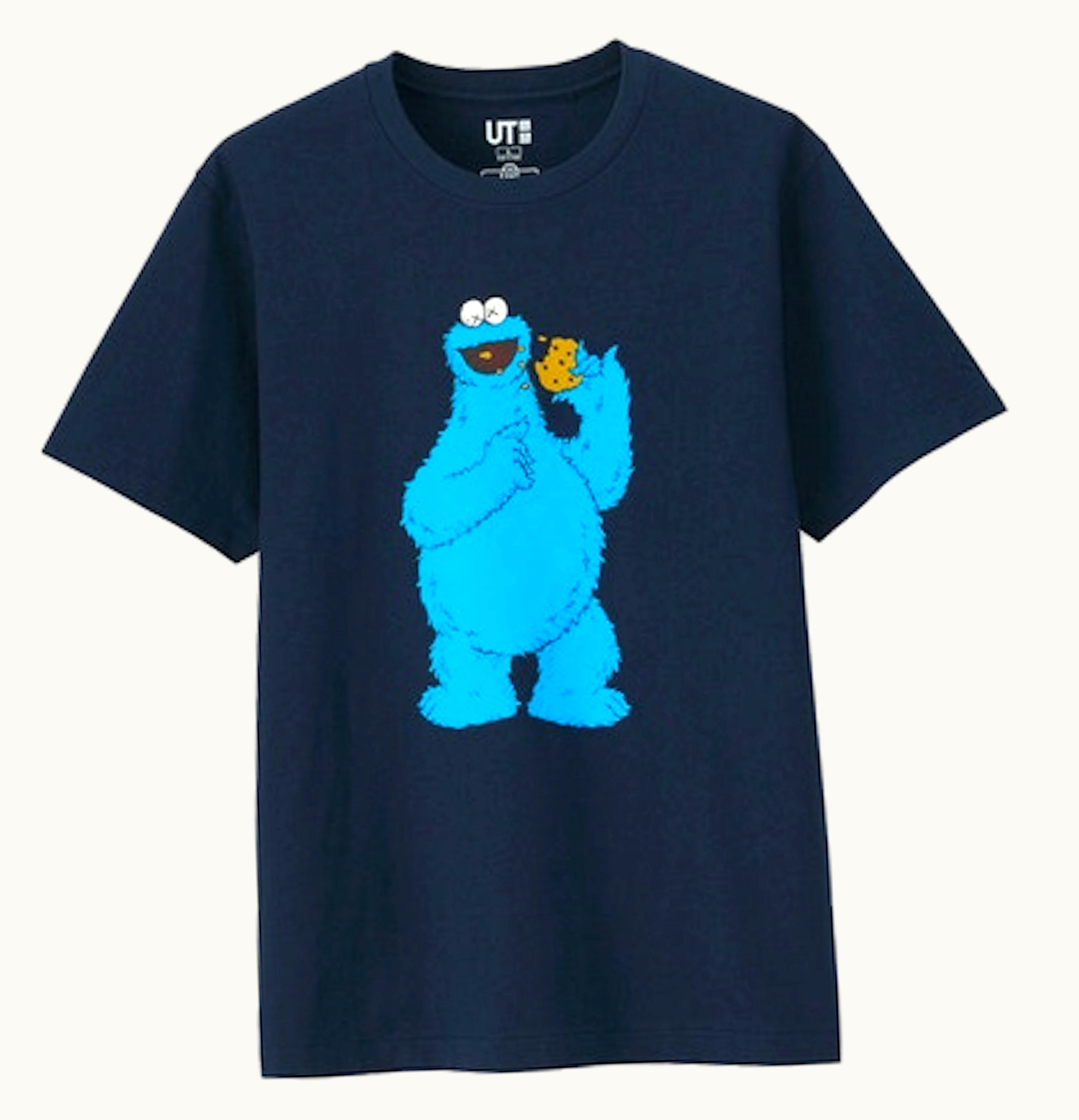 KAWS KAWS x Uniqlo x Sesame Street Cookie Monster Tee Japanese Sizing Navy
