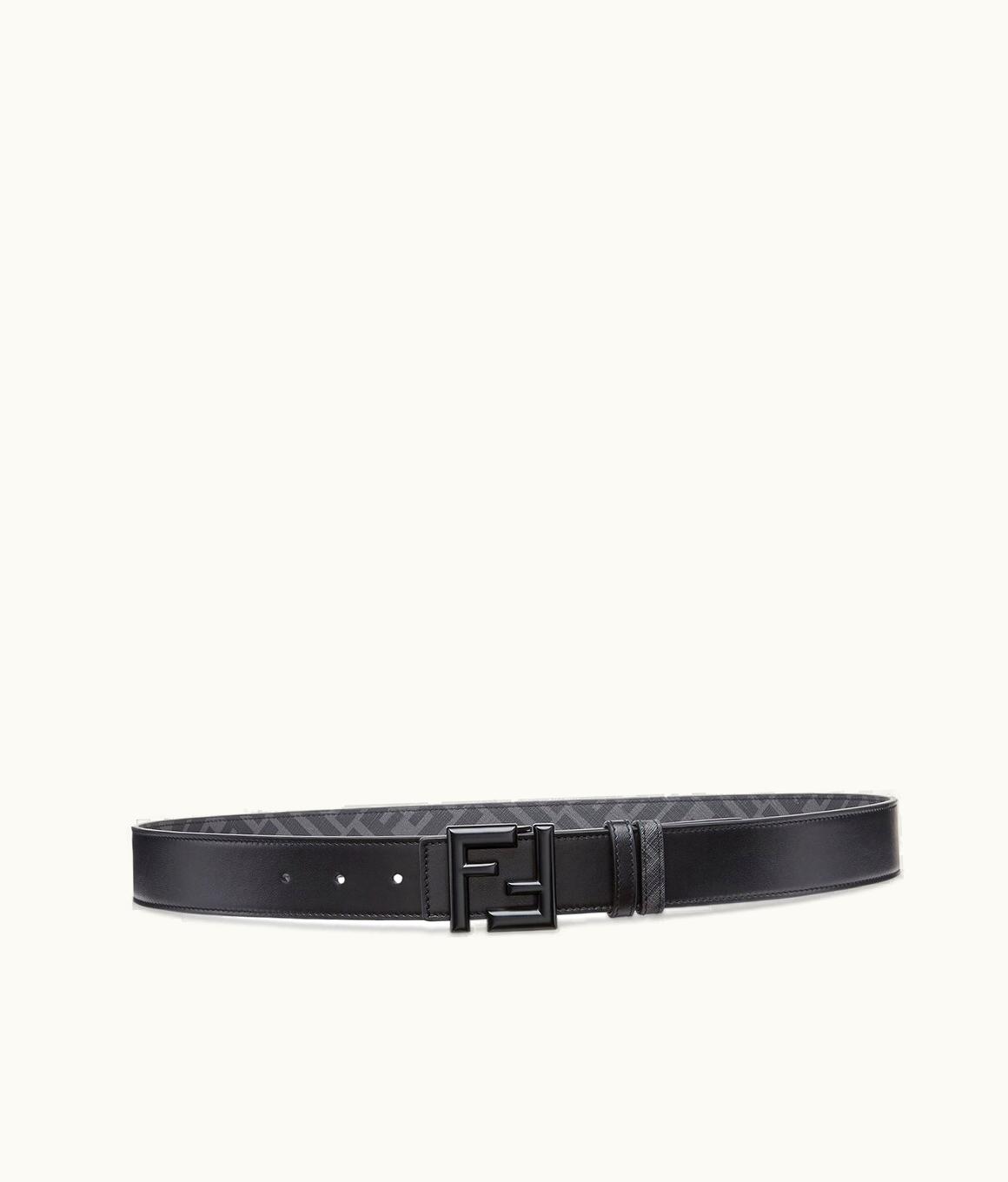 Fendi Fendi FF Rounded Belt - Black Leather Reversible Belt 7C0491APH9F0QA1