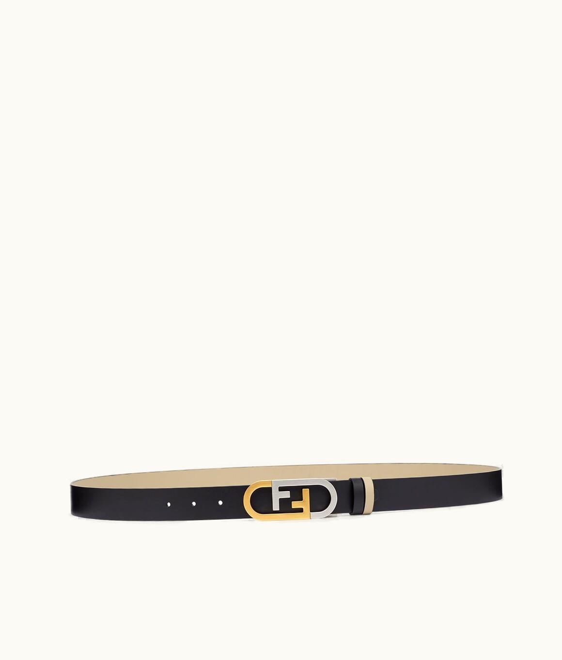 Fendi Fendi O’lock Belt - Black Leather Reversible Belt