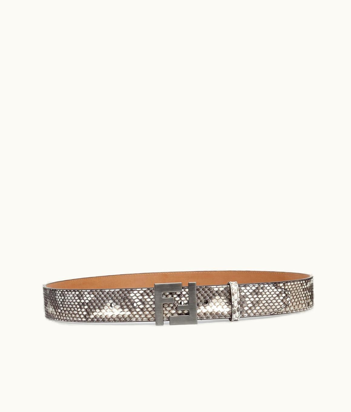 Fendi Fendi FF Belt - Gray Python Leather Belt