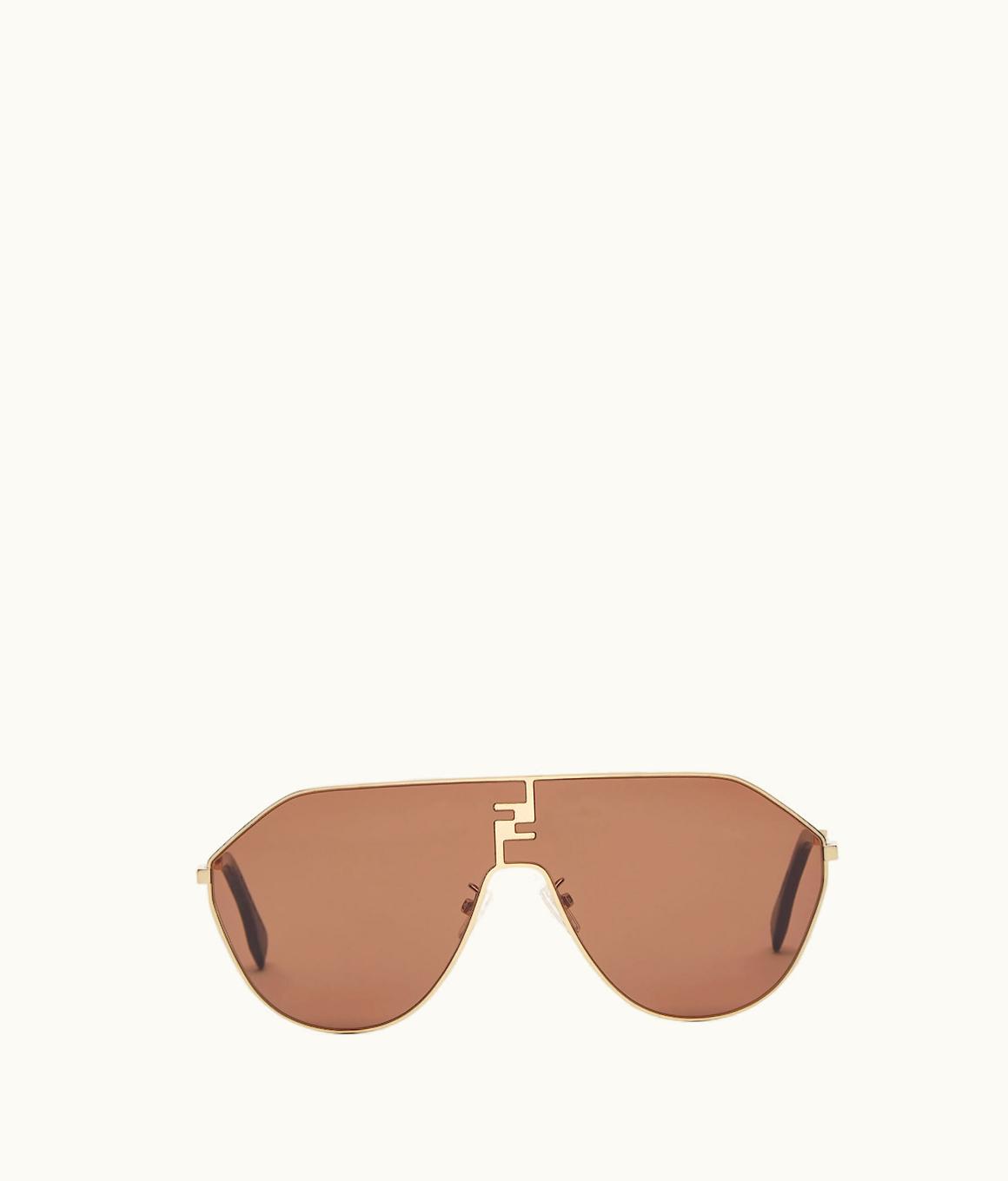 Fendi Fendi FF Match - Gold Metal Sunglasses With Brown Lenses