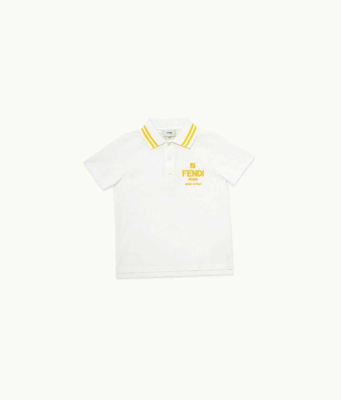 Fendi Fendi Junior Polo Shirt - White Piqué Junior Polo Shirt