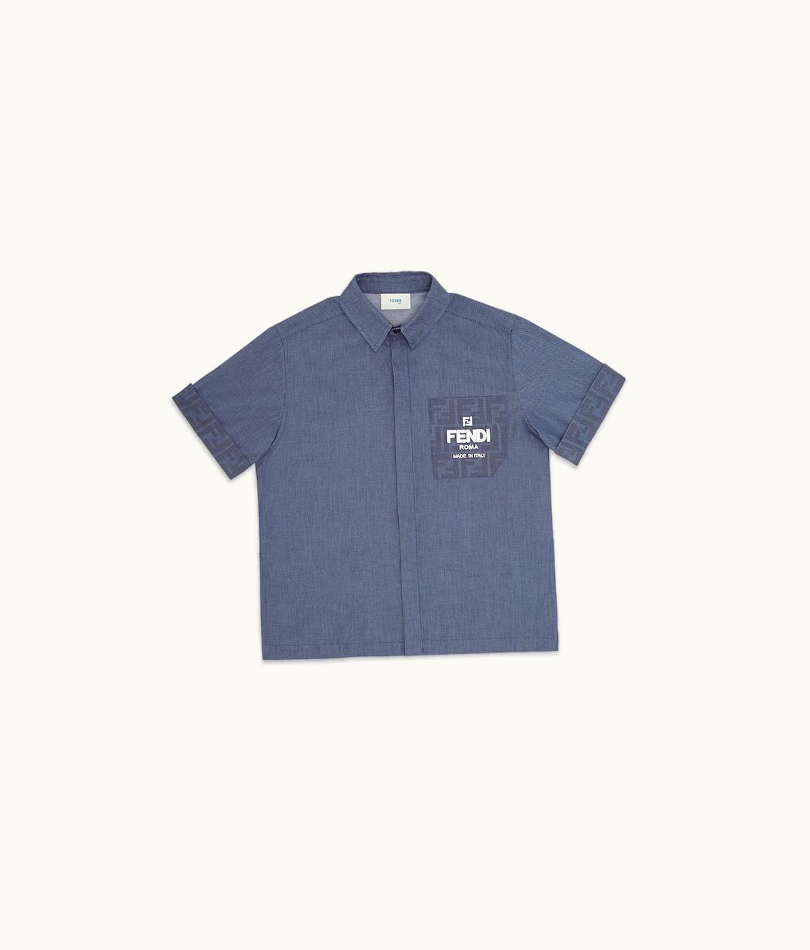 Fendi Fendi Junior FF Logo Short-Sleeved Shirt - Dark Blue
