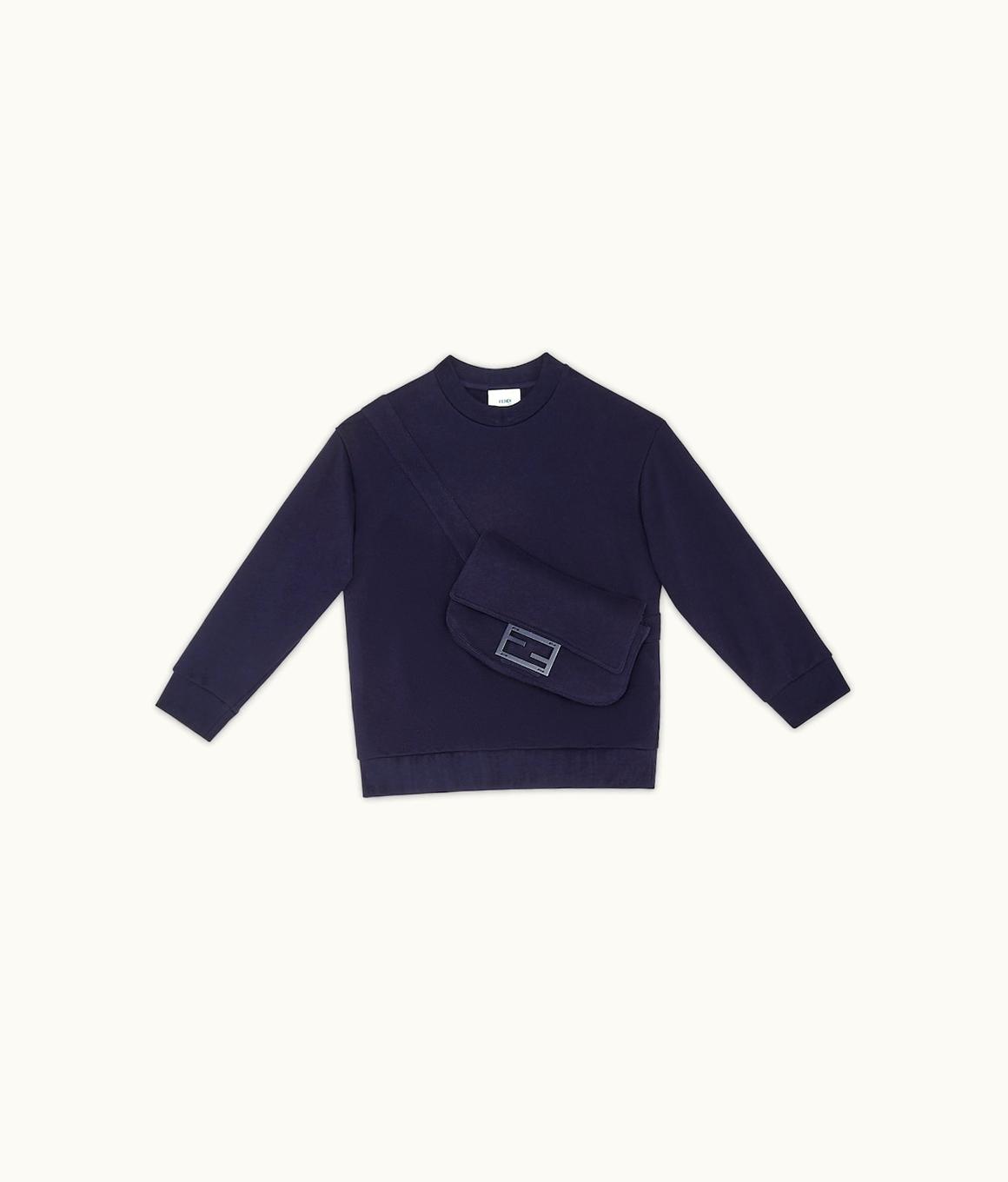 Fendi Fendi Junior Sweatshirt - Navy Blue Sweatshirt With Large Baguette