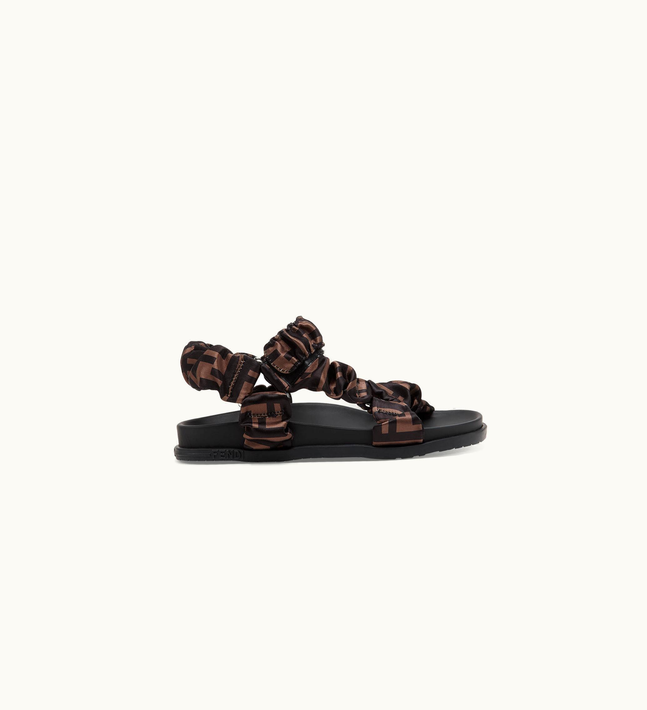 Fendi Fendi Mini Me Junior Sandals - All-Over FF Satin Mini Me Sandals