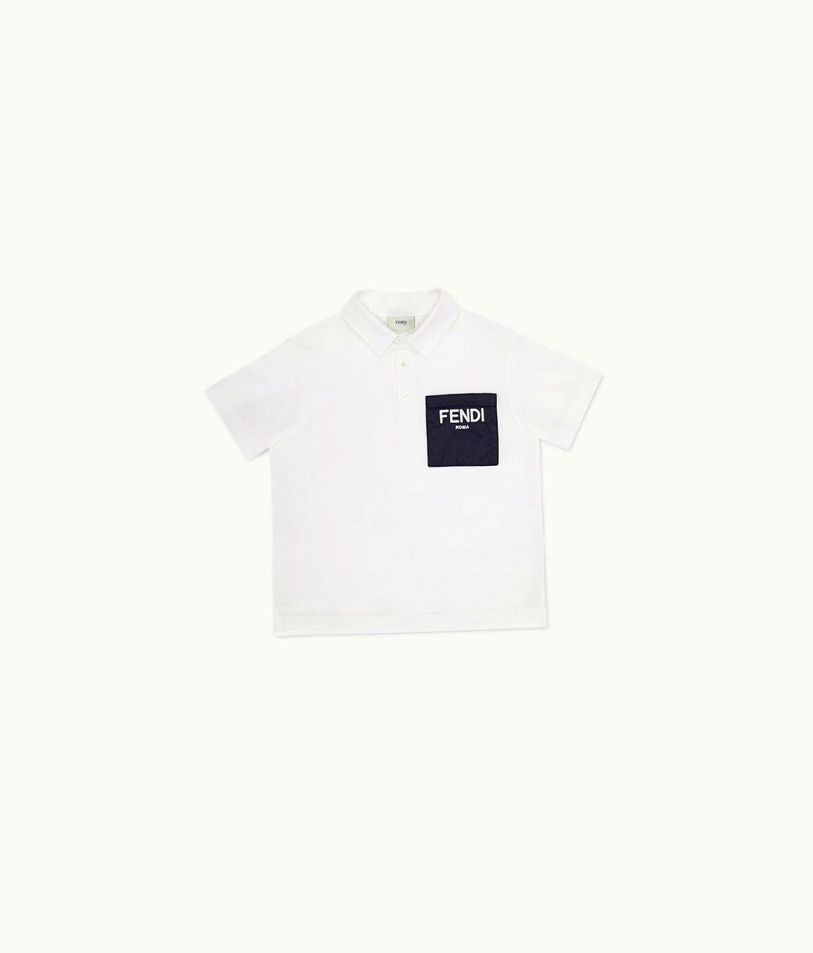 Fendi Fendi Junior Polo Shirt - White And Navy Blue Jersey Junior Polo T-shirt