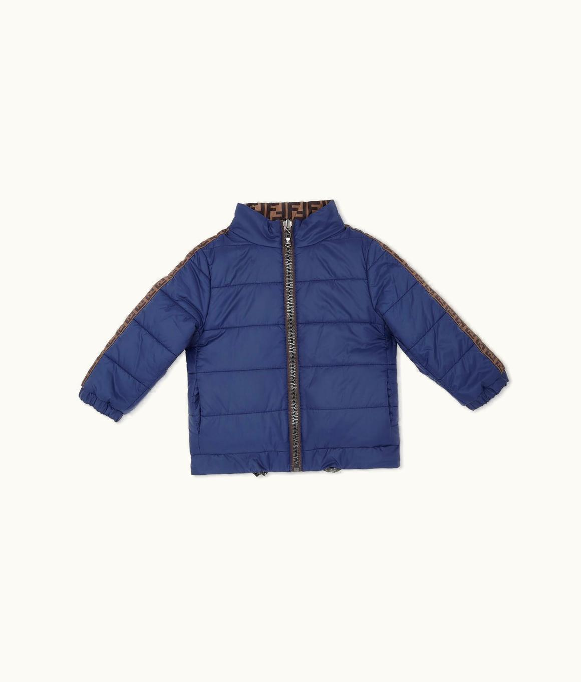 Fendi Fendi Junior Down Jacket - Navy Blue Reversible Light Down Jacket With Logo