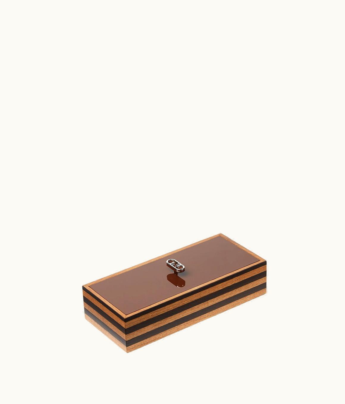 Fendi Fendi FF Rectangular Box - Double-sided Pequin Wood Box
