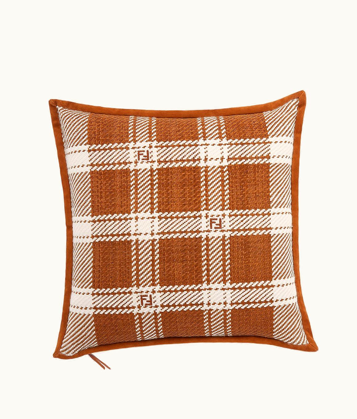 Fendi Fendi FF Cushion - Brown Woven Leather Cushion