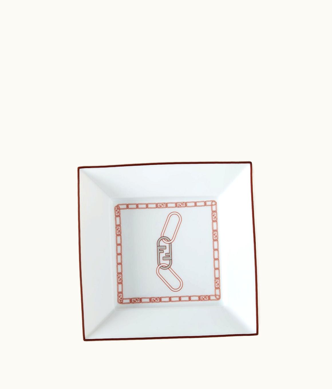 Fendi Fendi O’lock Valet Tray - White And Brick Red Porcelain Valet Tray
