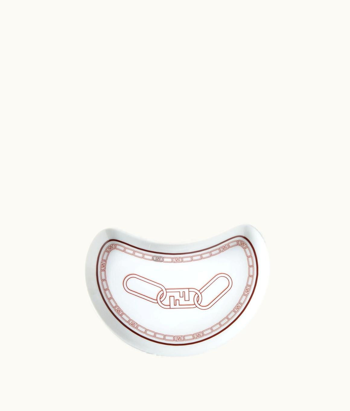 Fendi Fendi O’lock Crescent Plate - White And Brick Red Porcelain Hors D’oeuvre Plate