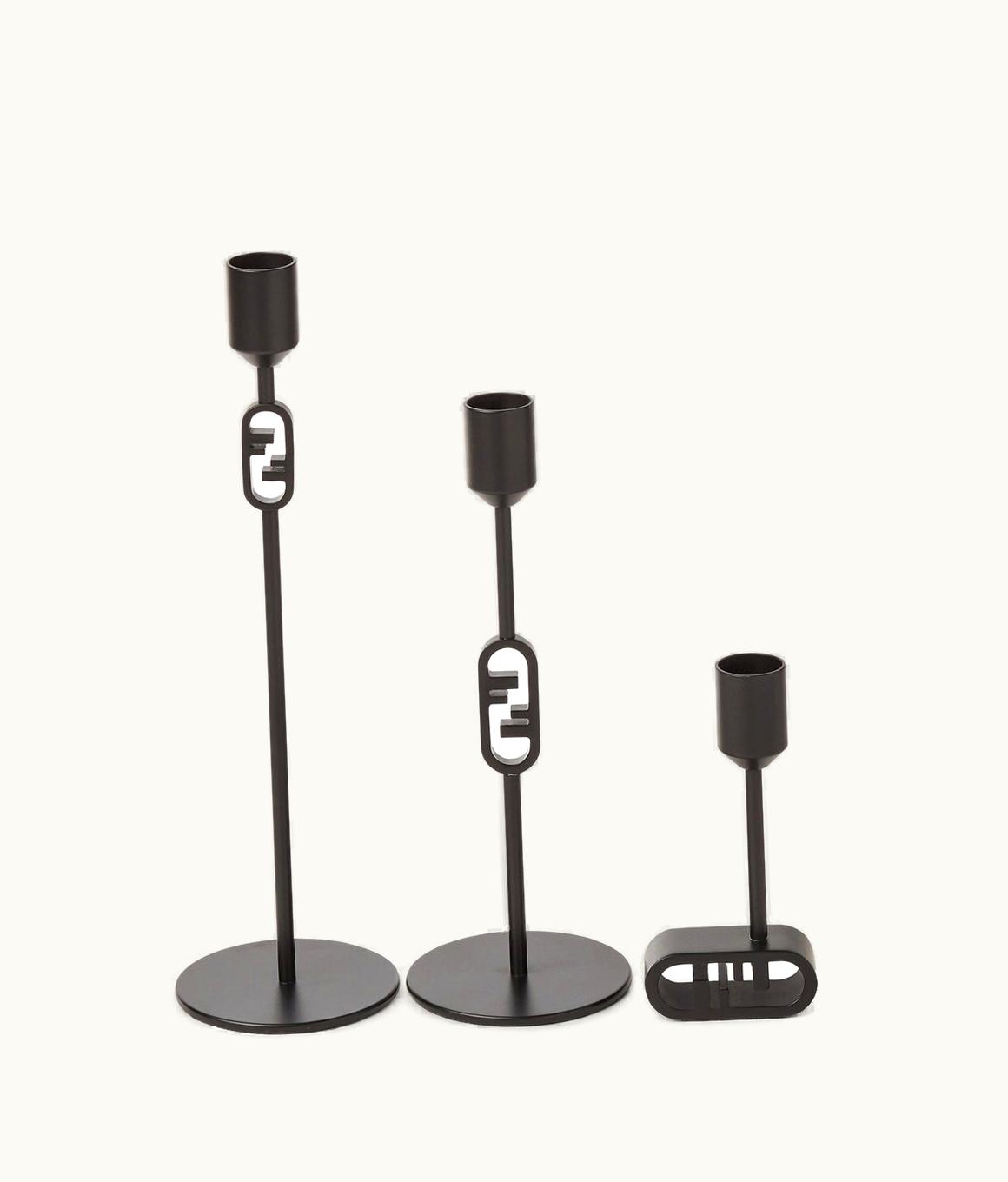 Fendi Fendi O’lock Candle Holder Set - Black Metal Candle Holder