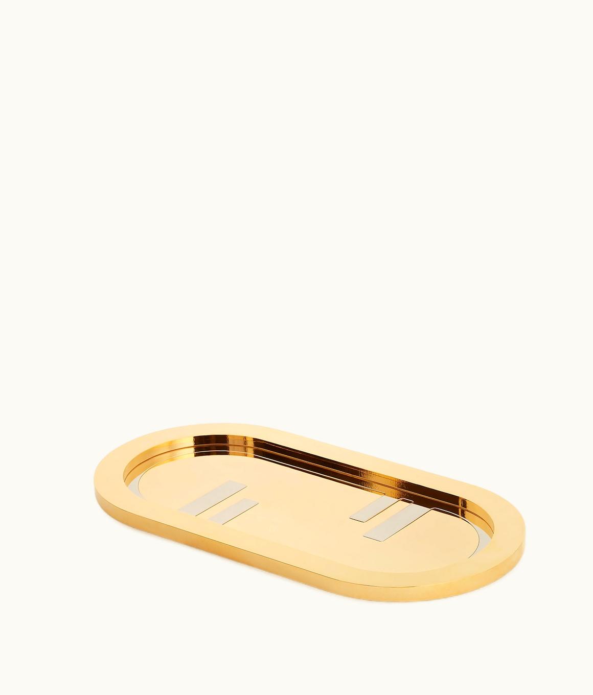 Fendi Fendi O’lock Oval Valet Tray - Gold-colored Metal Tray