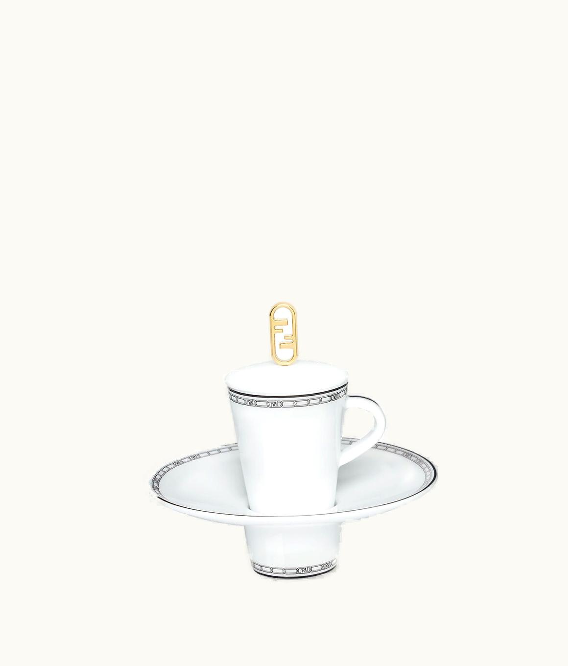 Fendi O’lock Coffee Cup - White Porcelain Coffee Cup