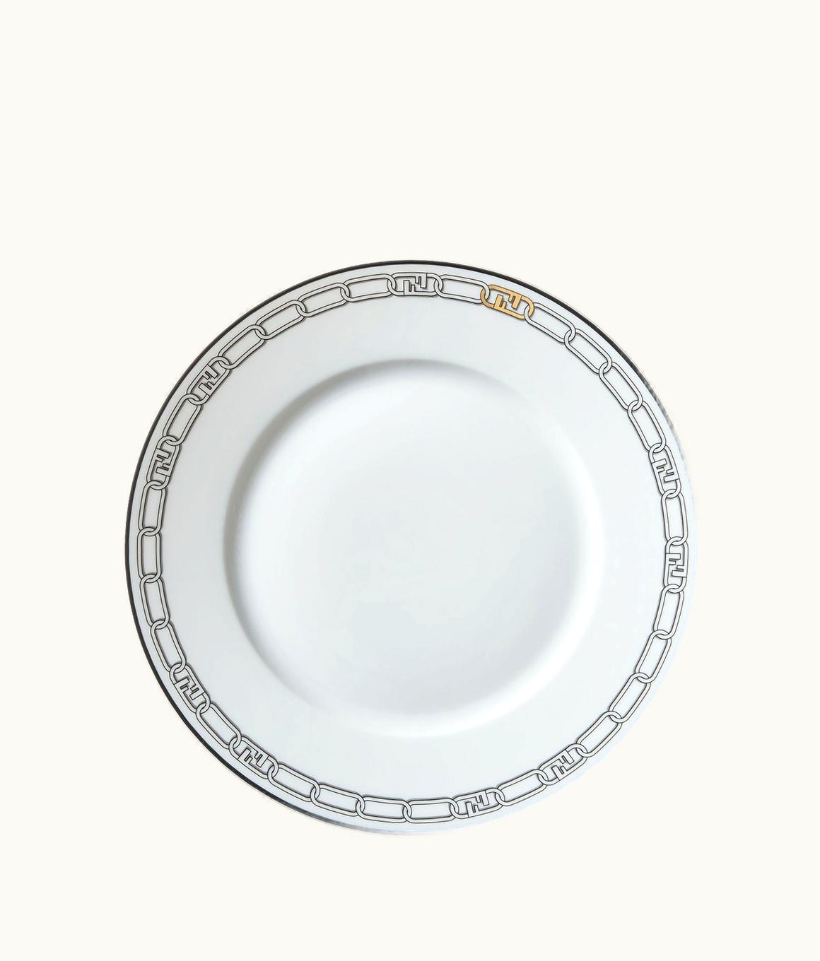 Fendi Set Of Two Fendi O’lock Plates - White Porcelain Dinner Plates