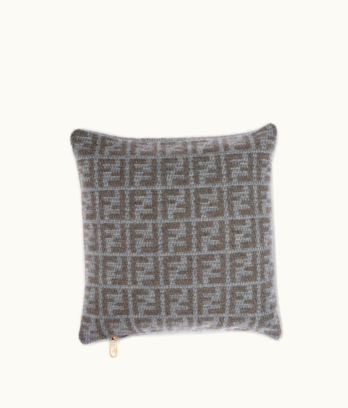 Fendi Fendi FF Square Cushion - Gray Cashmere Cushion