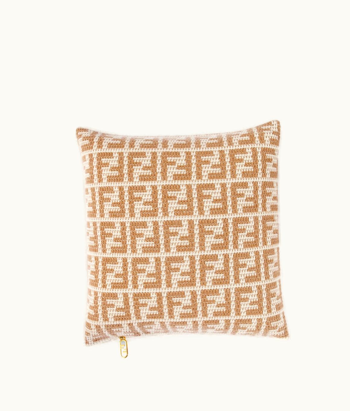 Fendi FF Square Cushion - Beige Cashmere Cushion