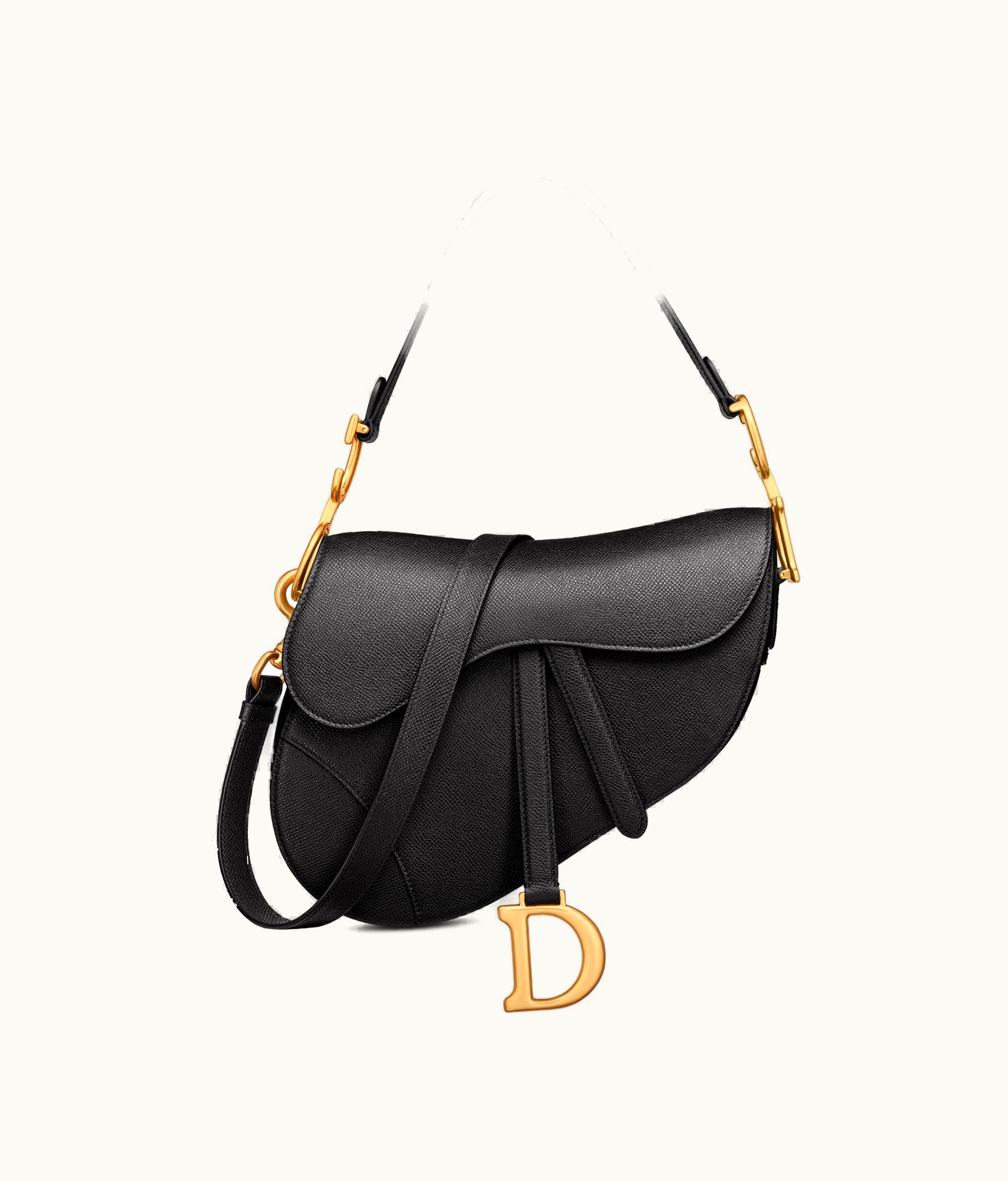Dior Dior Saddle Bag With Strap - Black Grained Calfskin