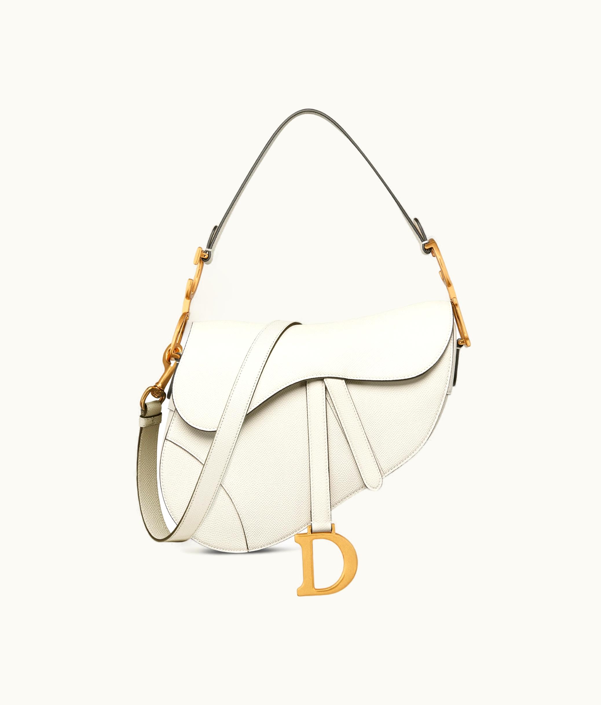 Dior Dior Saddle Bag With Strap - Latte Grained Calfskin