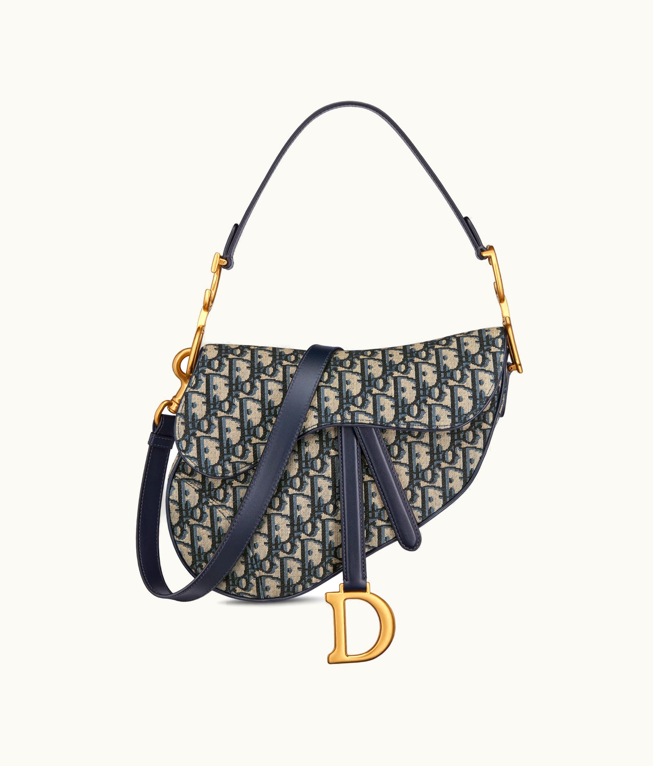 Dior Saddle Bag With Strap - Blue Dior Oblique Jacquard