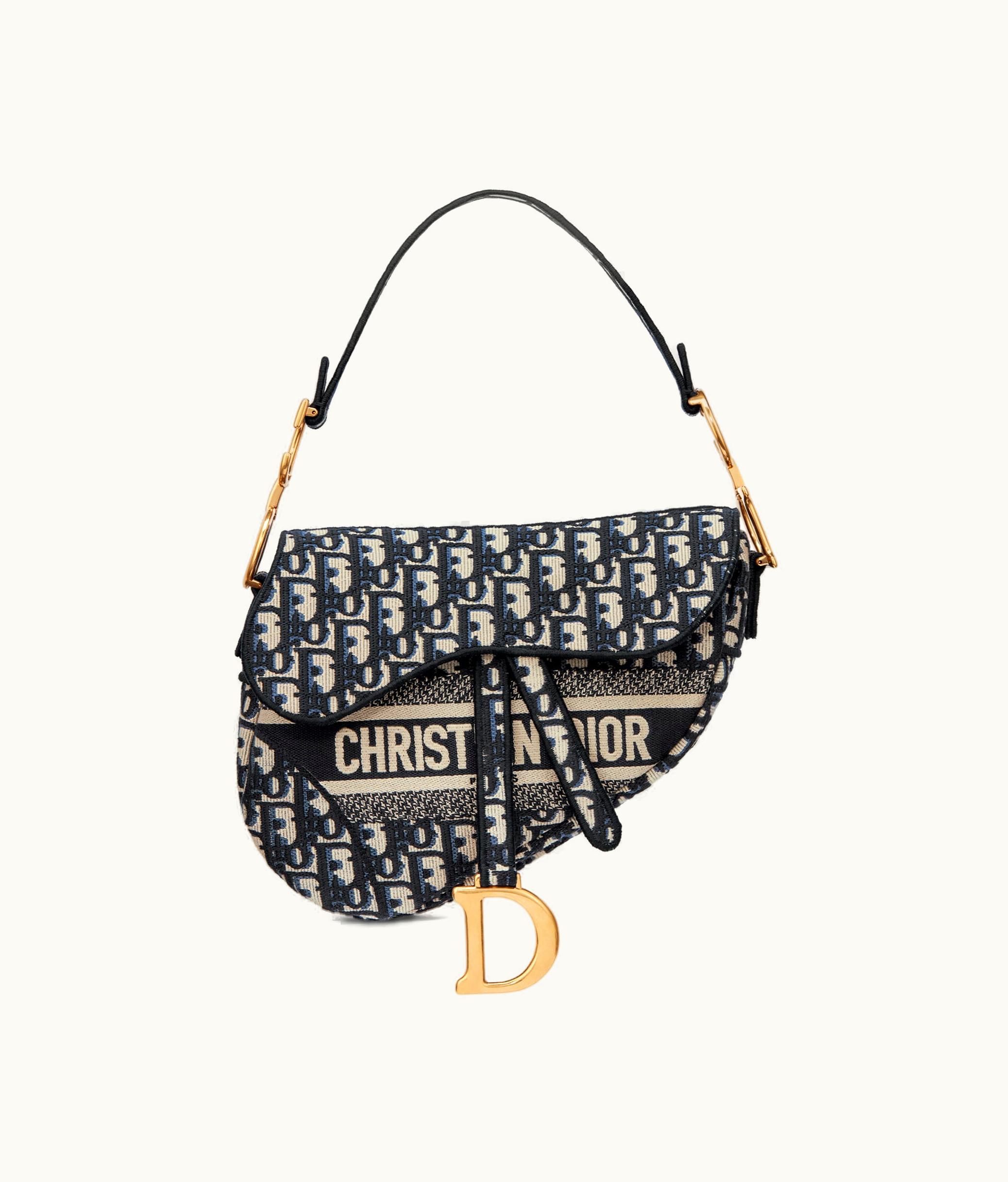 Dior Saddle Bag - Blue Dior Oblique Embroidery