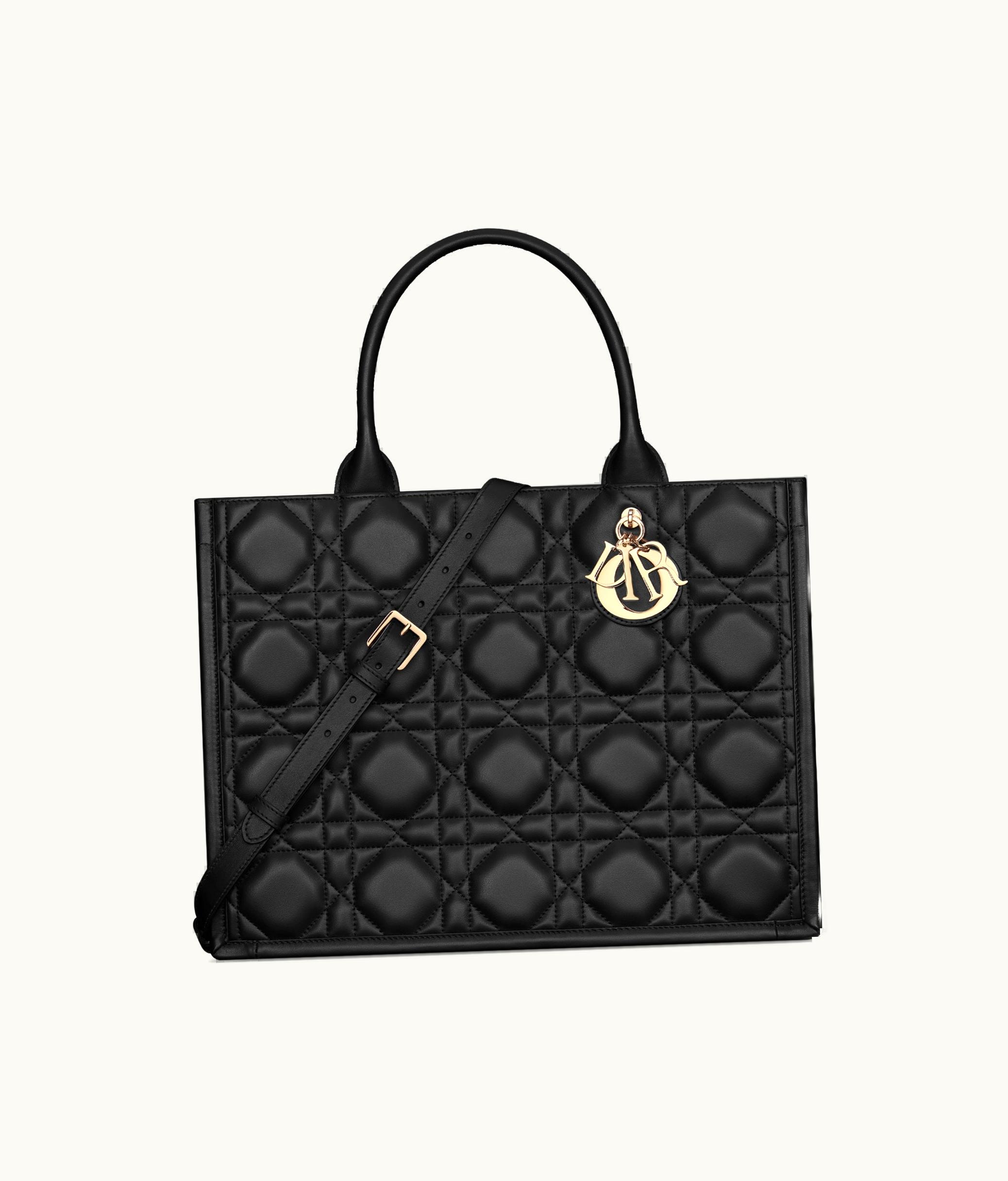 Dior Medium Dior Book Tote - Black Macrocannage Calfskin (36.5 X 28 X 17.5 CM)