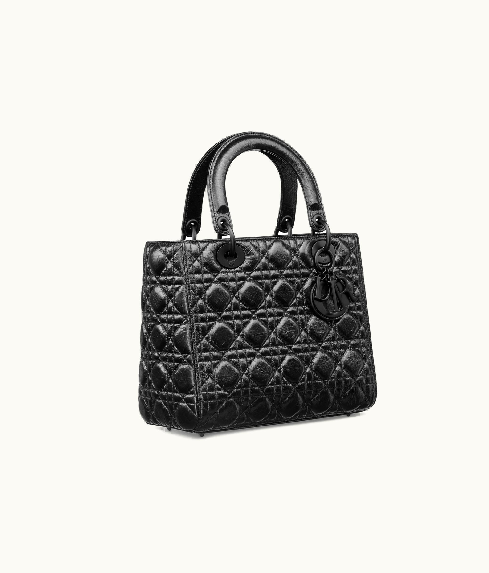 Dior Medium Lady Dior Bag - Black Crinkled Cannage Calfskin